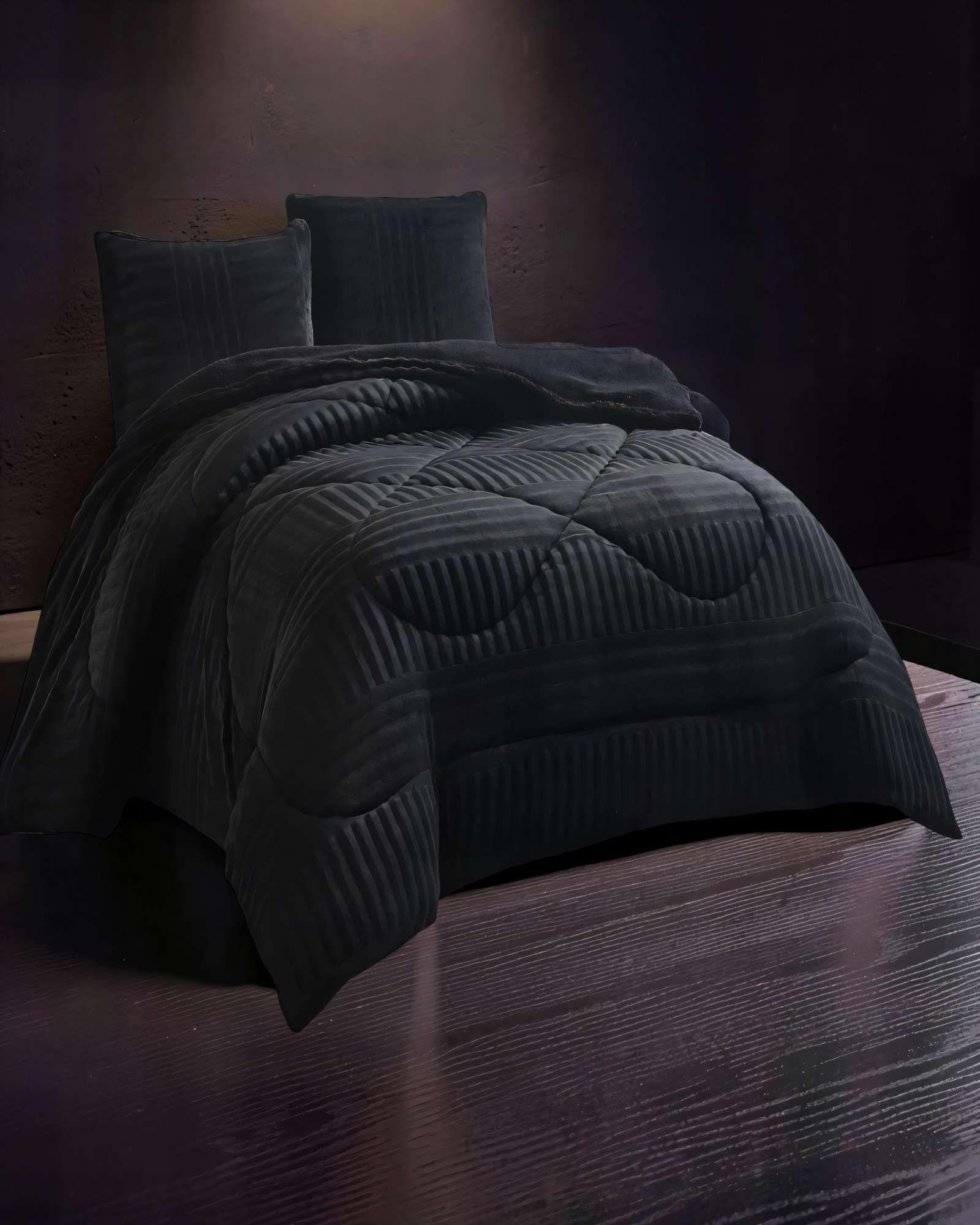 COBERTOR DE PELUDOS LECHE KING COLOR NEGRO -3