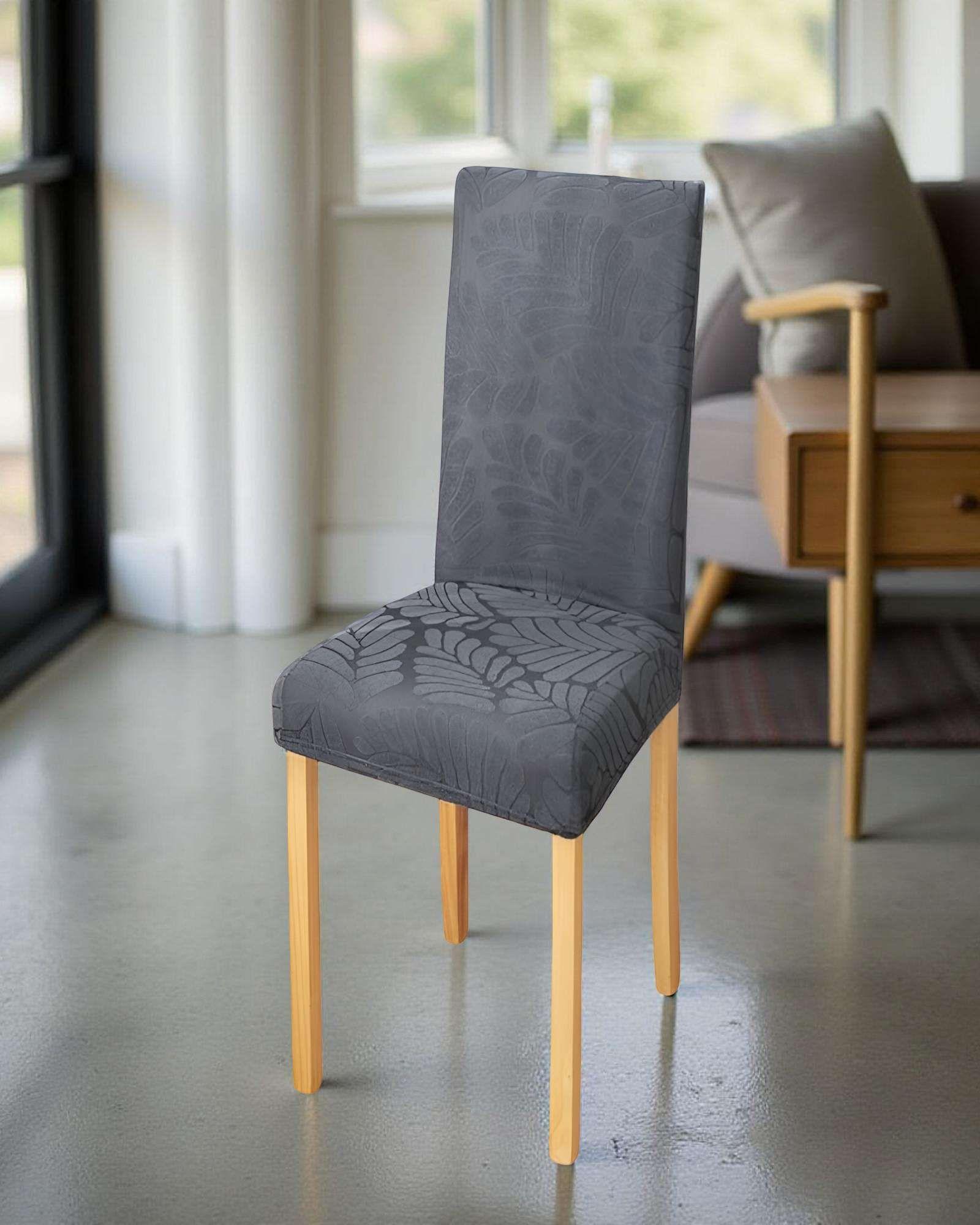 PACK DE 6 FUNDAS PARA SILLA CON DISEÑO TEXTURIZADO COLOR GRIS 2-2