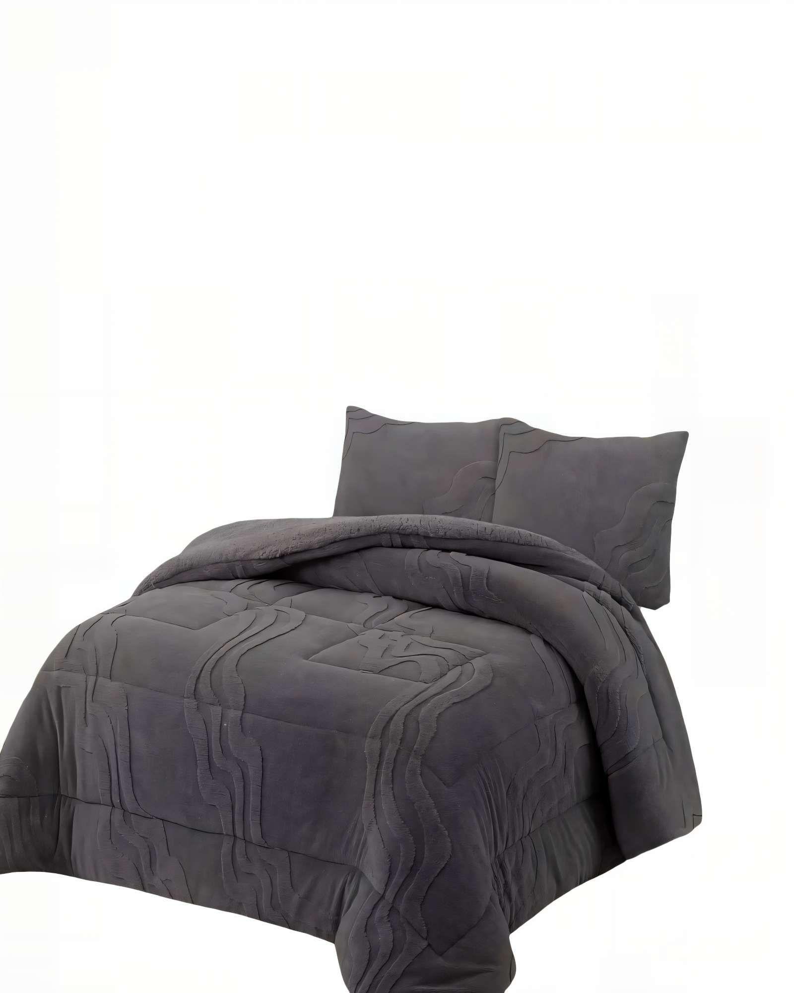 CUBRECAMA CON RELIEVE EN FORMA DE ONDAS KING COLOR GRIS OSCURO-0