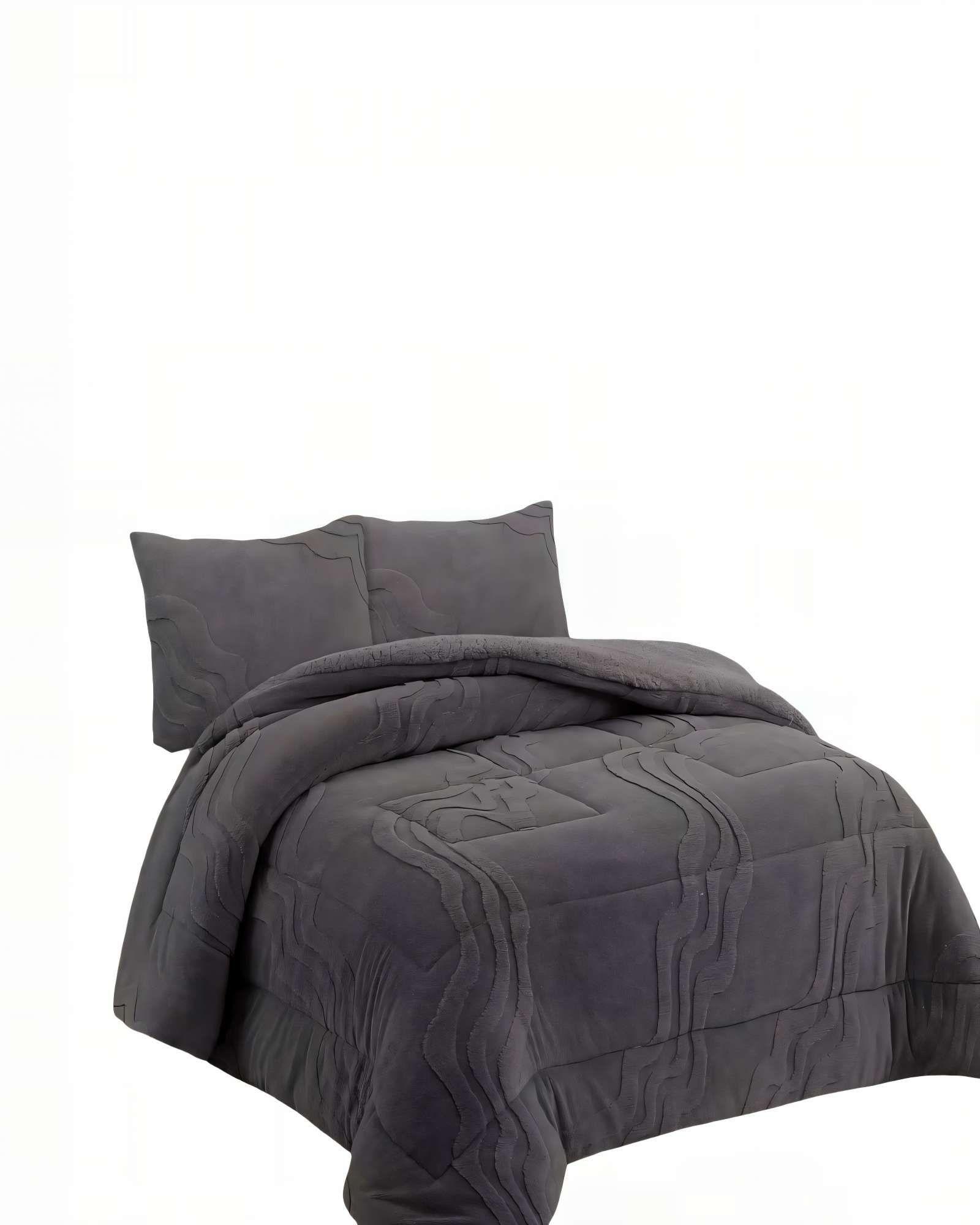 CUBRECAMA CON RELIEVE EN FORMA DE ONDAS KING COLOR GRIS OSCURO-1