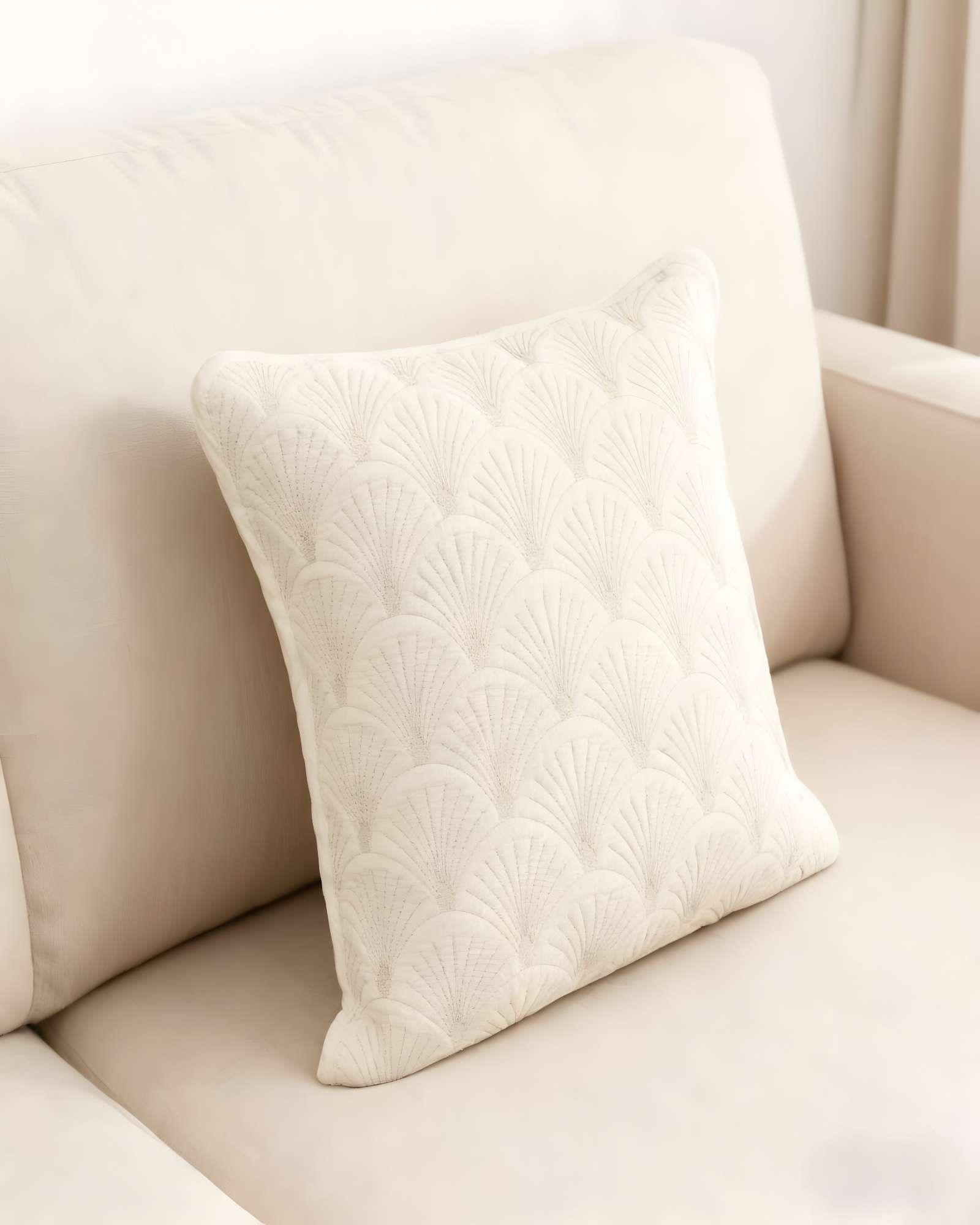 PACK DE 2 FUNDAS DE COJIN SERIE ABANICO 45X45 CM BLANCO-2