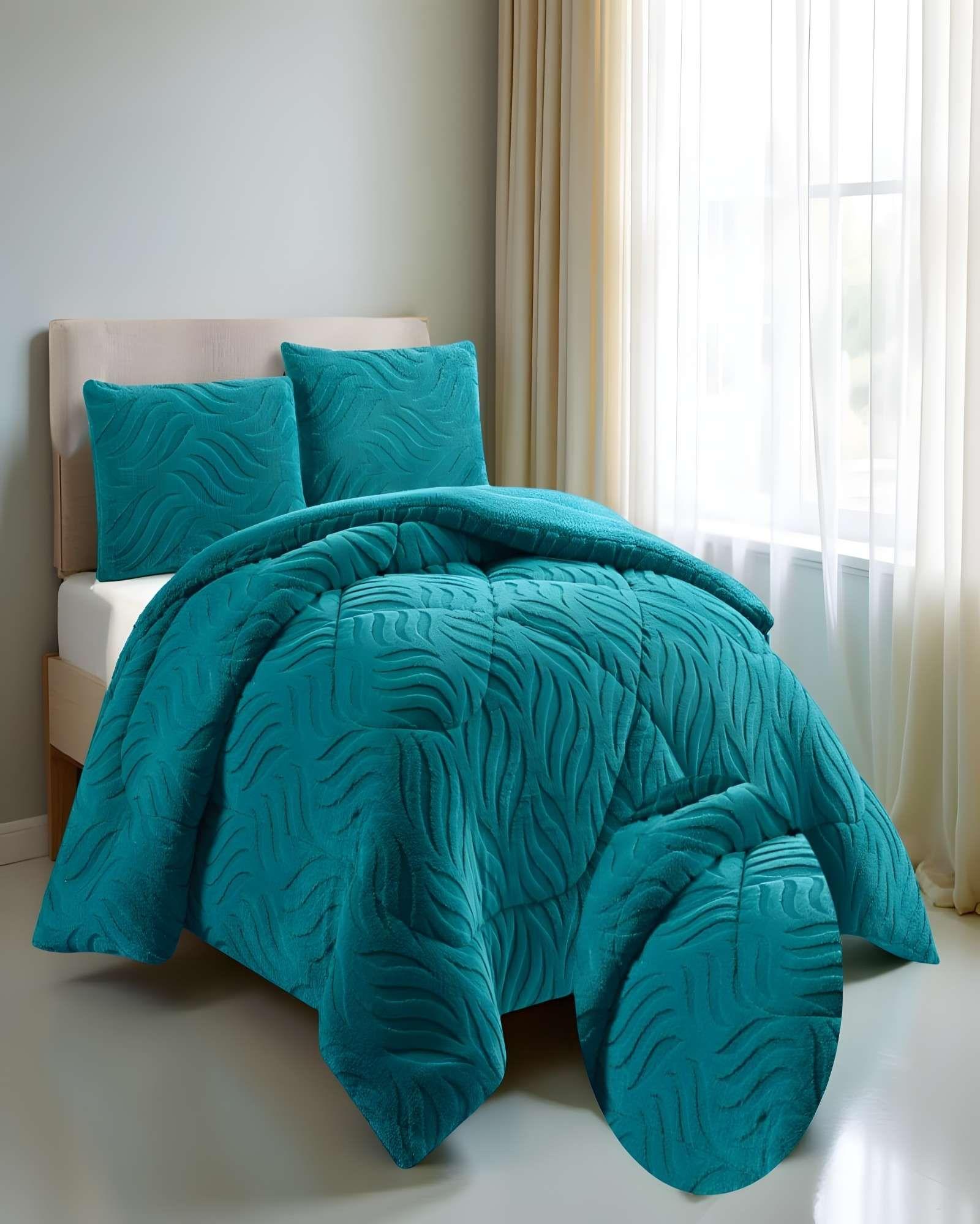 COBERTOR DE INVERNO TEXTURIZADO RB KING TURQUESA-2