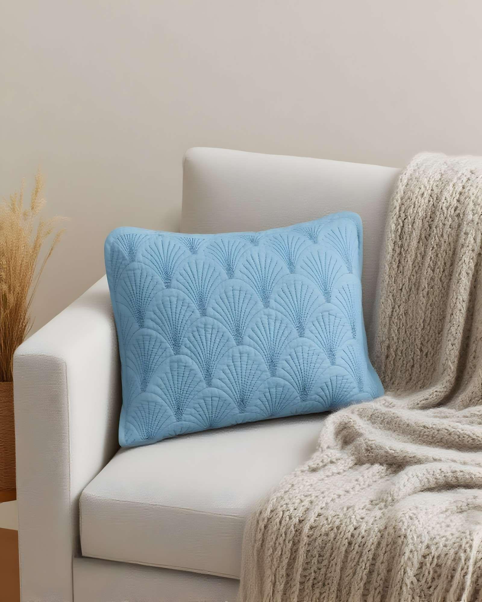 PACK DE 2 FUNDAS DE COJIN SERIE ABANICO 30X50 CM CELESTE-2