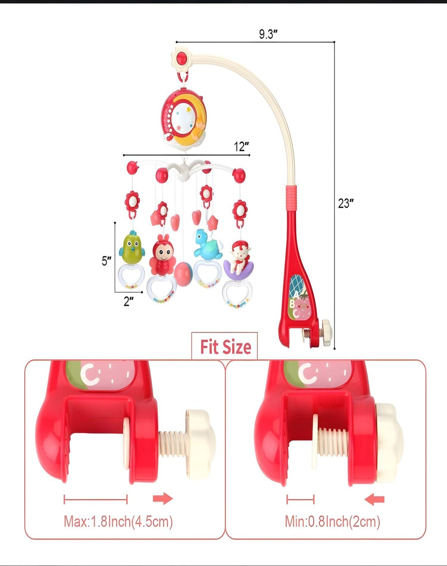 MOVIL MUSICAL Rojo cuna bebé con Control y Luz 21n10-2