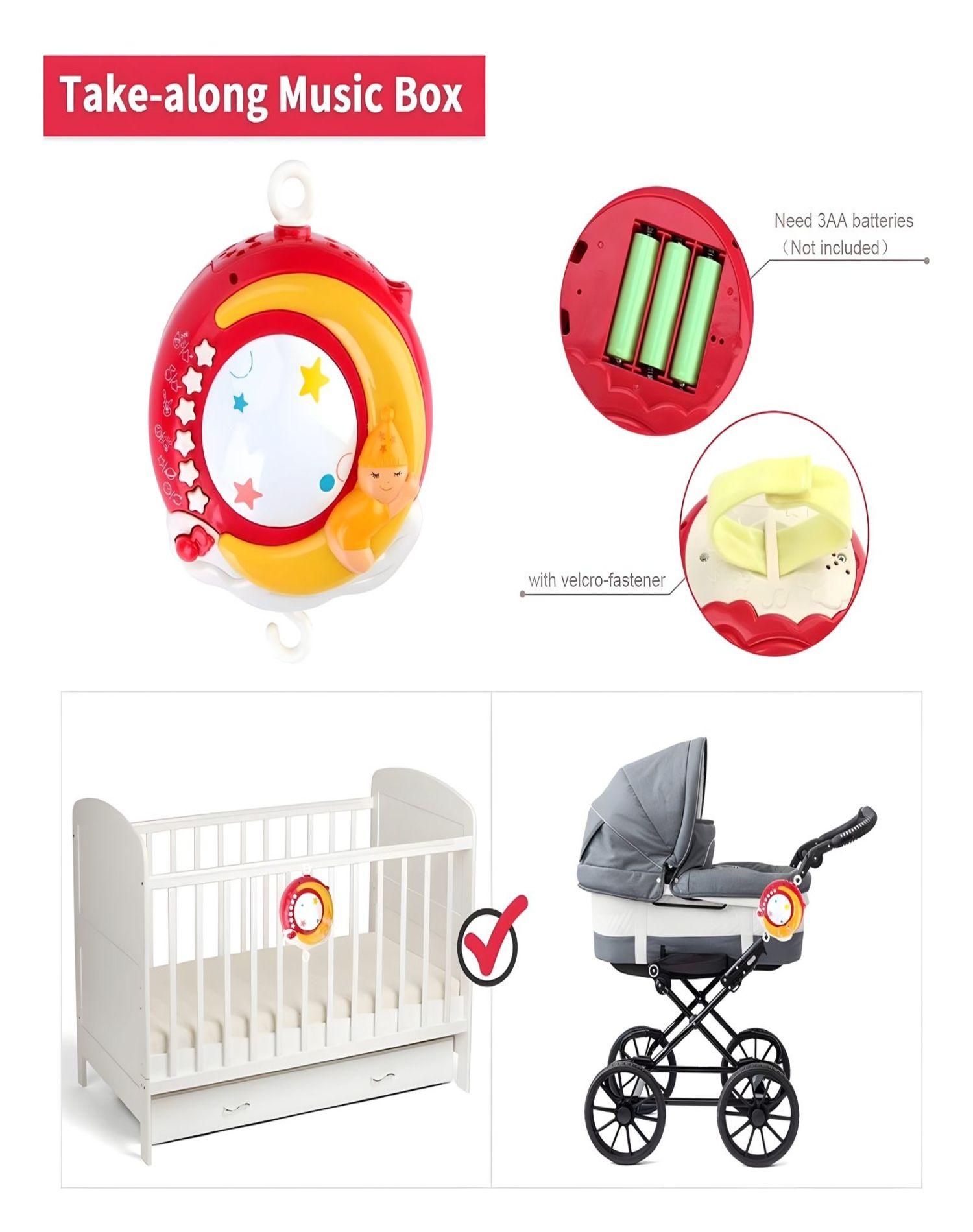 MOVIL MUSICAL Rojo cuna bebé con Control y Luz 21n10-3