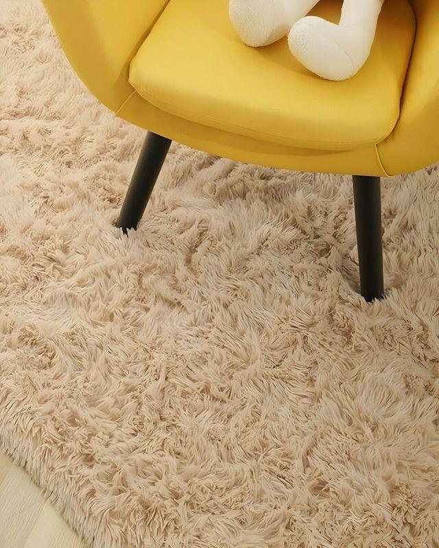Alfombra peluda Suave 240 x 200 cm Primera Calidad Beige-3