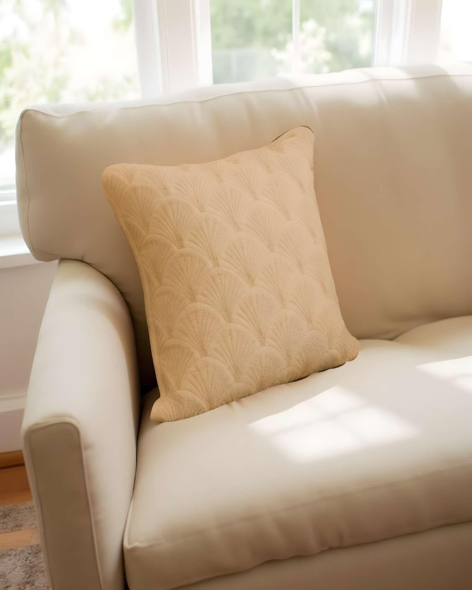 PACK DE 4 FUNDAS DE COJIN SERIE ABANICO 45X45 CM CAFÉ-3