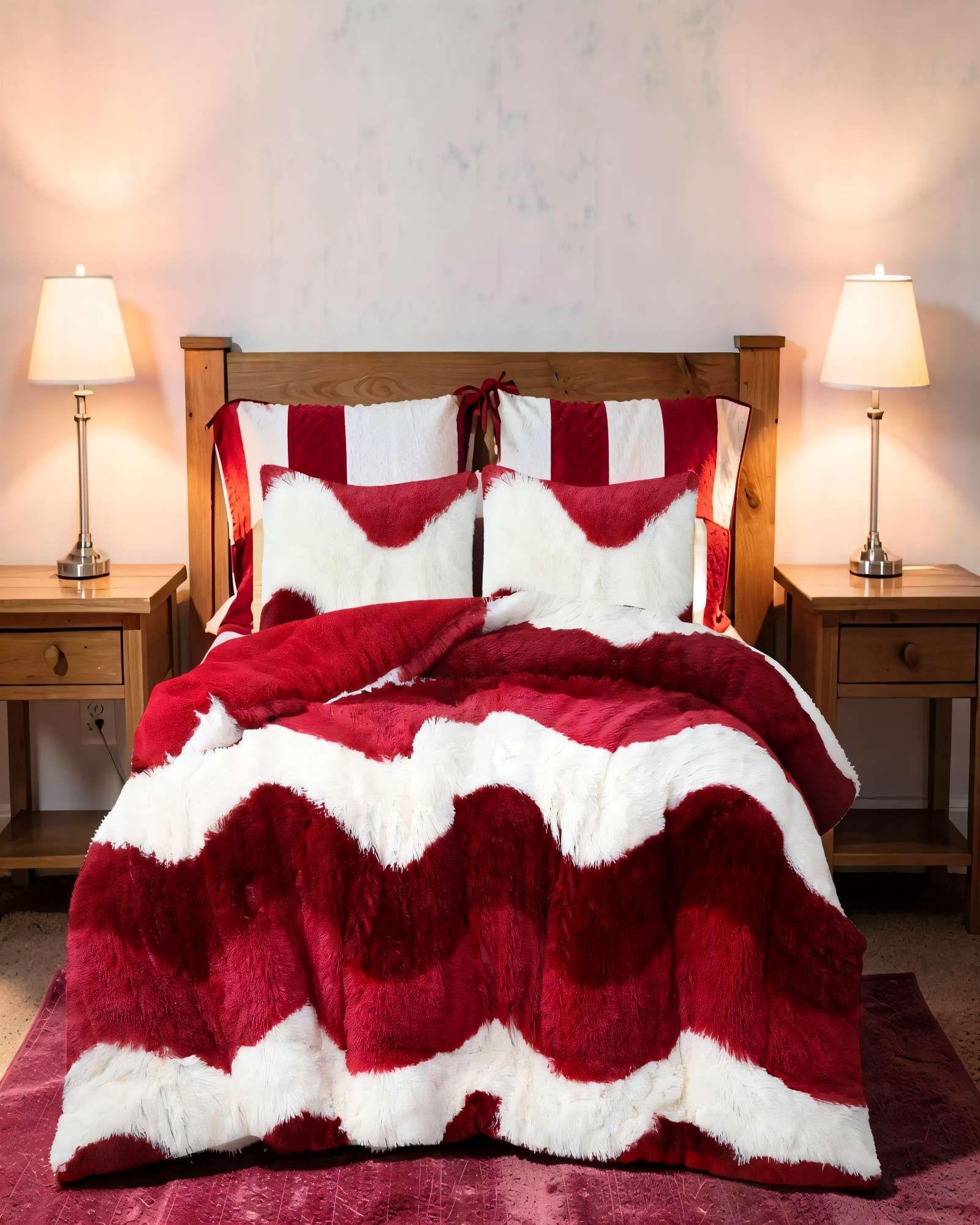 COBERTOR PELUDO 2 PLAZA CON CHIPORROS Y DISEÑO COLOR BURDEO-3