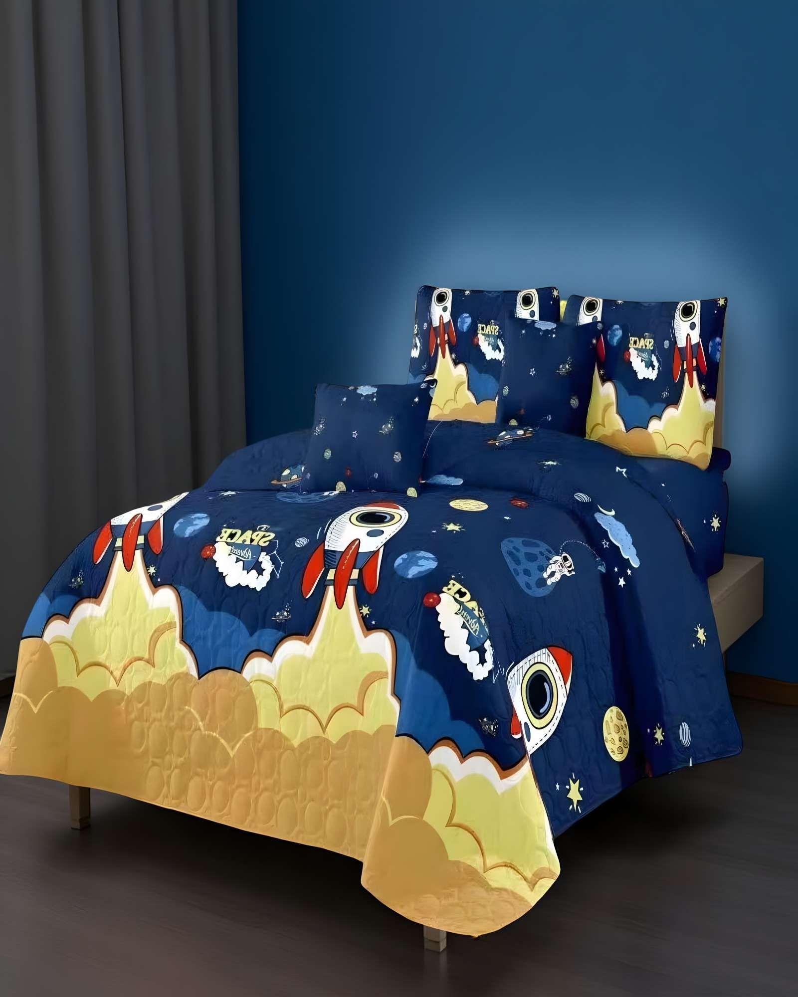 CUBRECAMA QUILT DE VERANO PLAZA Y MEDIA INFANTIL AZUL 06-3