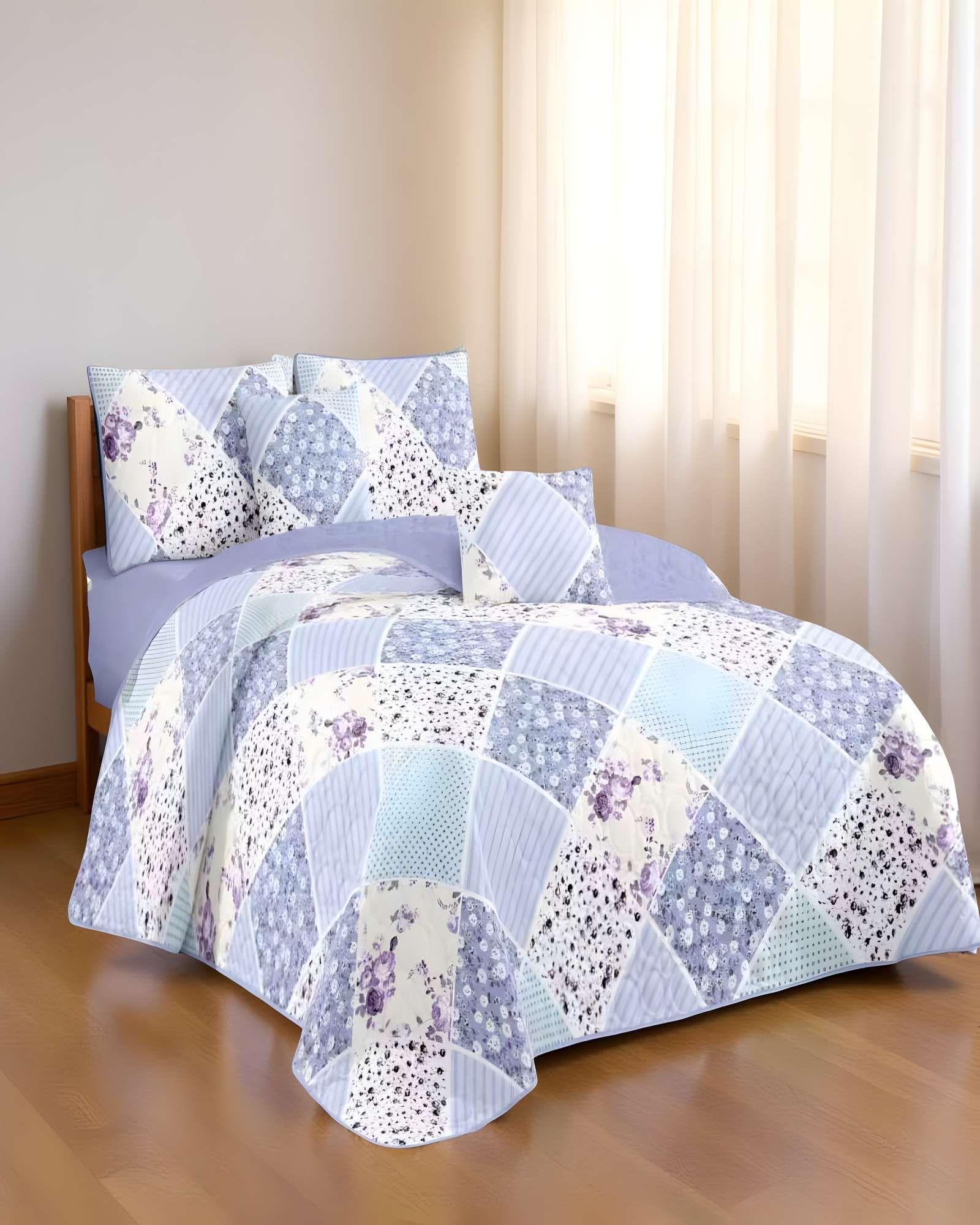 CUBRECAMA QUILT DE VERANO PLAZA Y MEDIA CELESTE-2