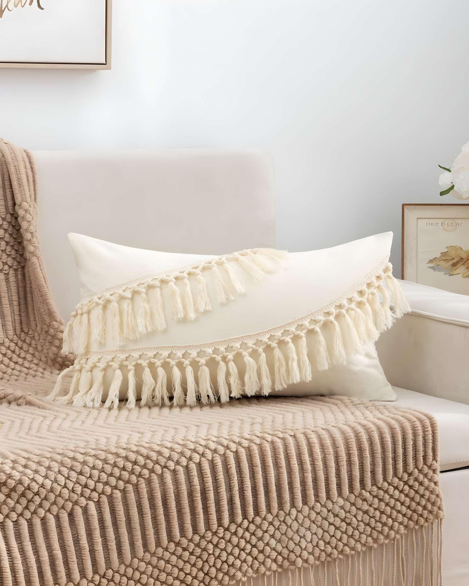 SET DE 4 FUNDAS DE COJIN FLECO LINO 30X50 BEIGE 02-3