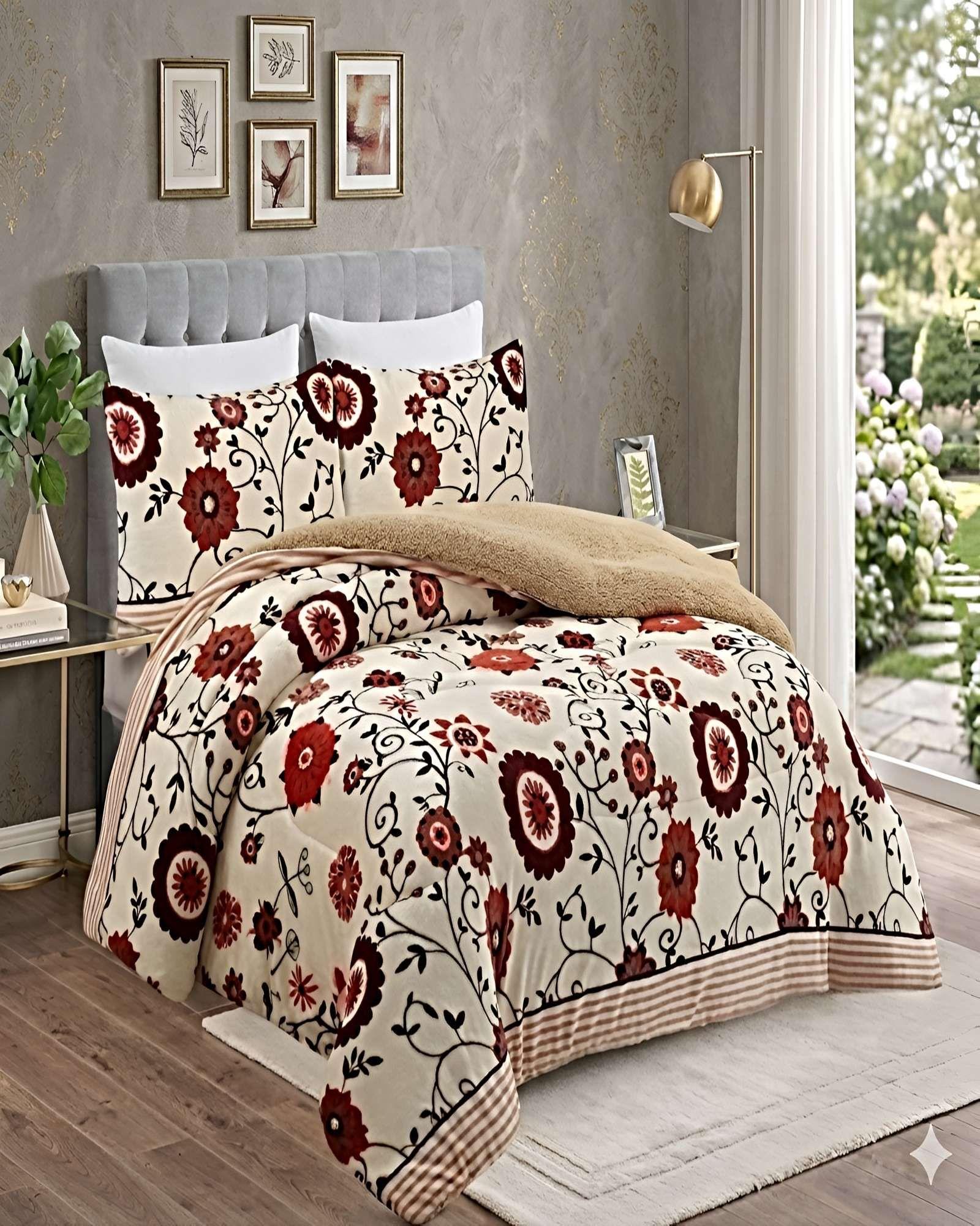 COBERTOR DE INVIERNO PLUSH 1.5 PLAZA 180X200CM CAFÉ-2