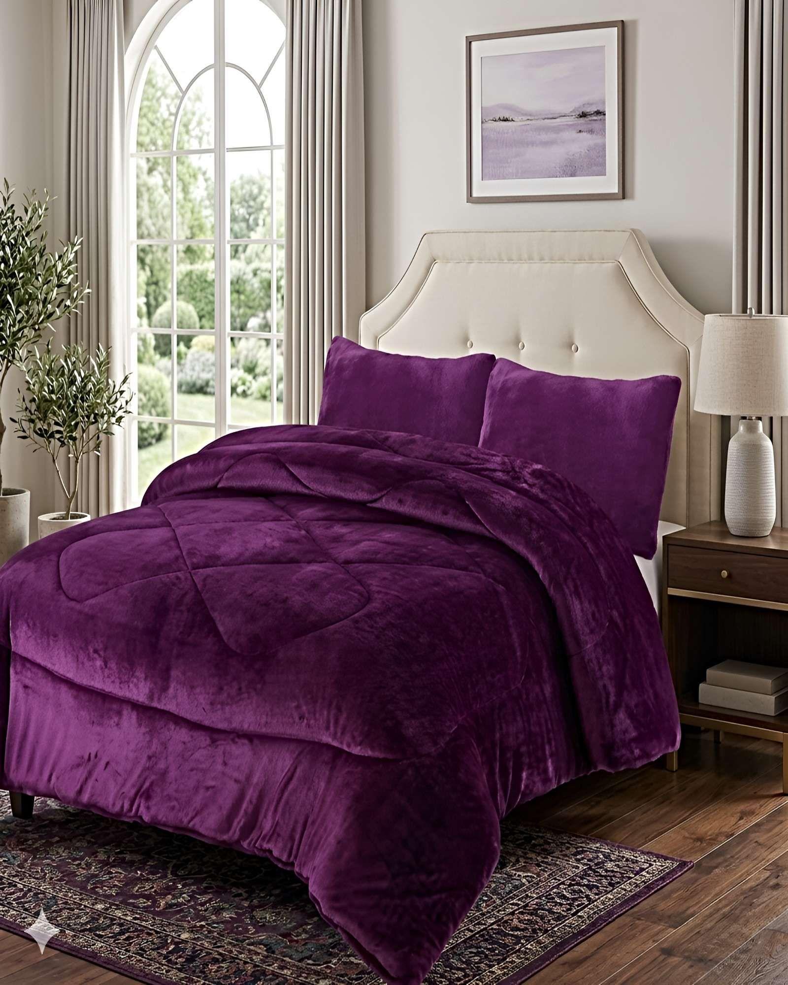COBERTOR DE INVIERNO PLUSH KING 250X270CM MORADO-3
