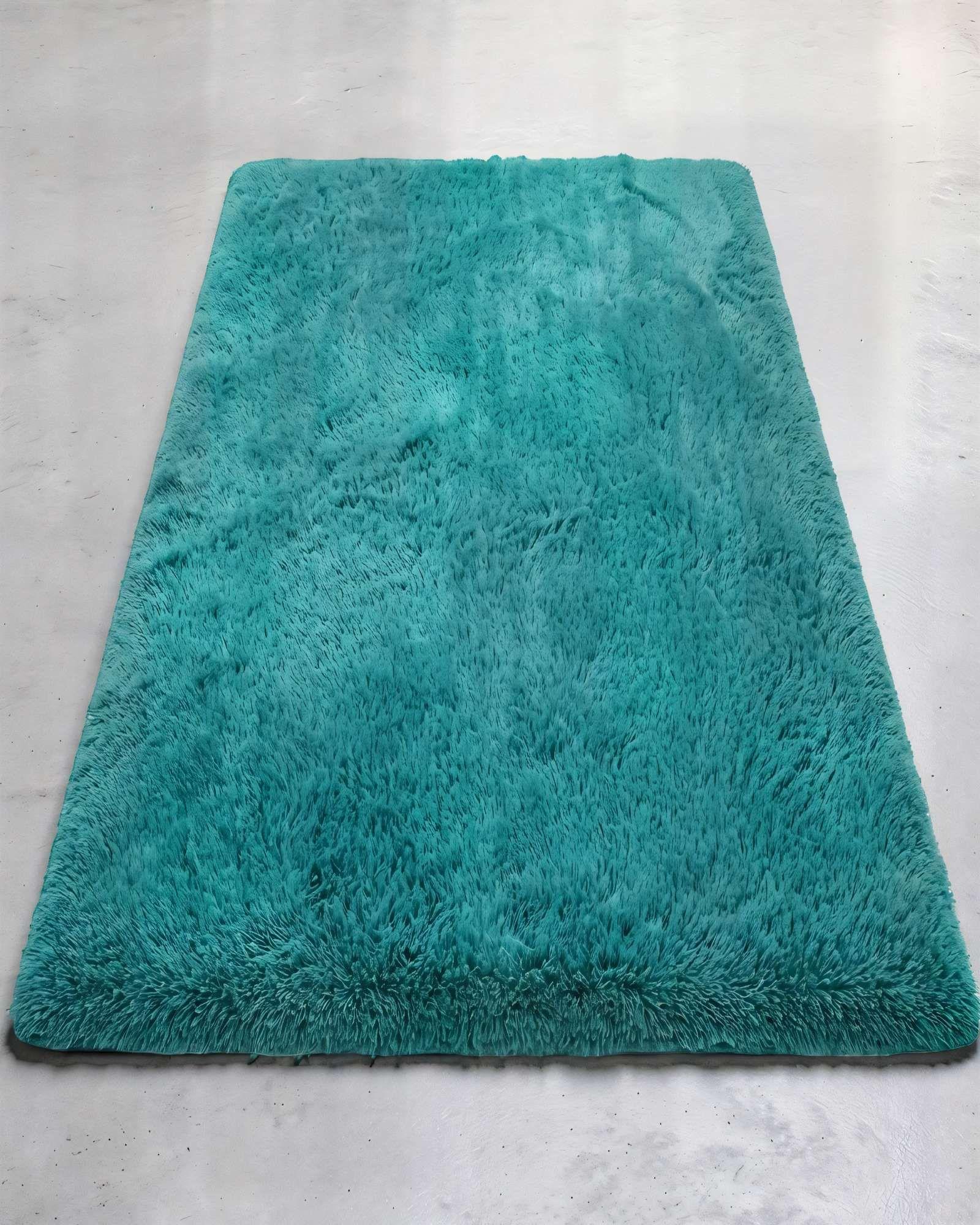 ALFOMBRA PELUDA 180X200 PREMIUM COLOR TURQUESA 2-3