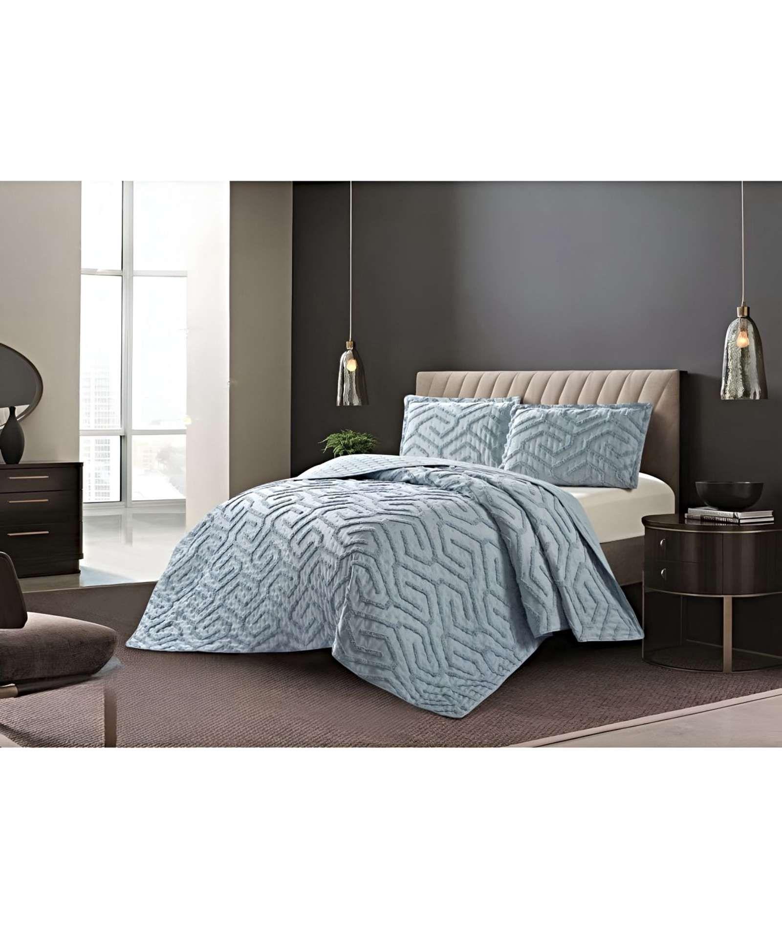 CUBRECAMA QUILT CON DISEÑO RELIEVE KING-SUPERKING AZUL-3