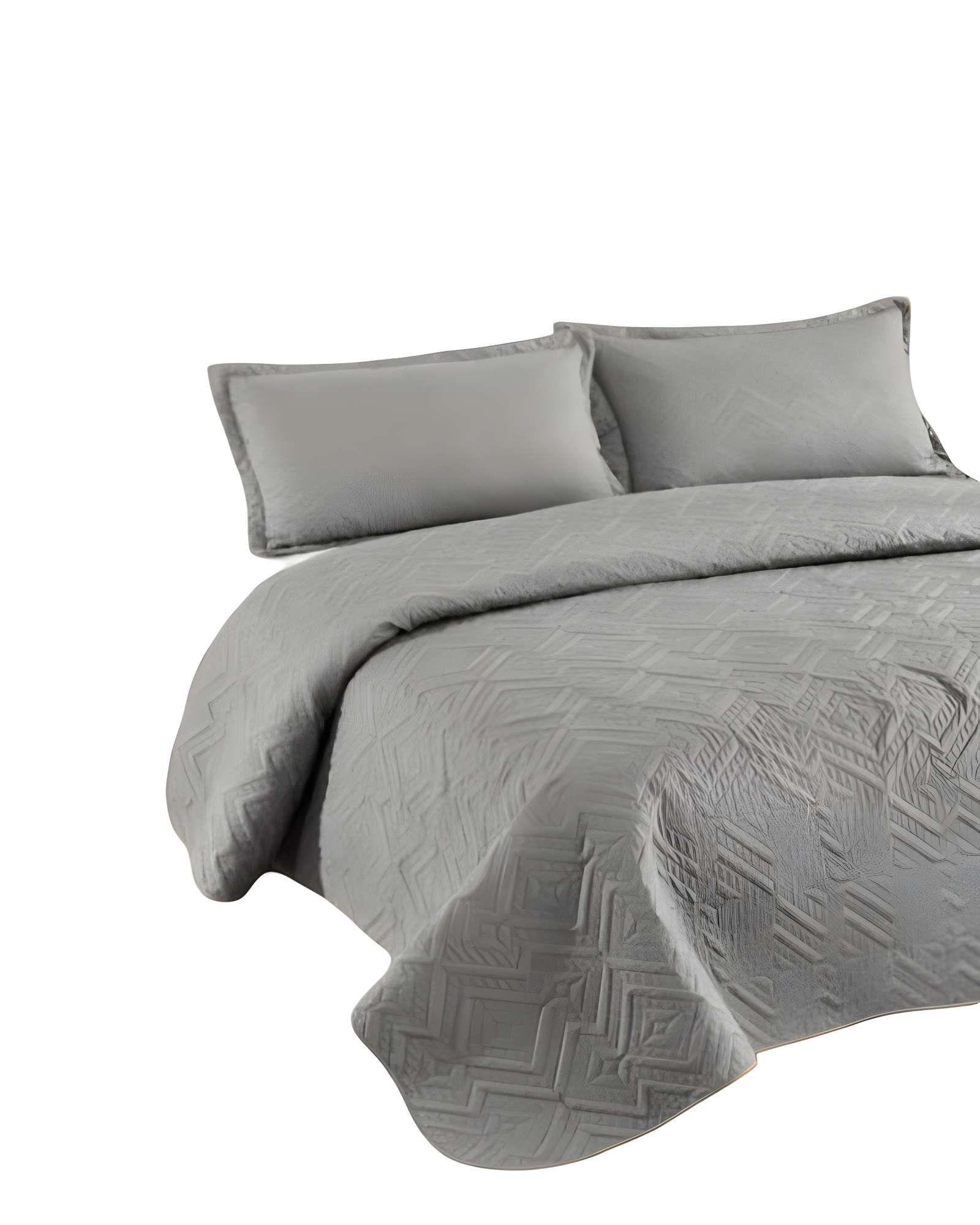 CUBRECAMA QUILT DE VERANO CON COLORES LISOS 2 PLAZAS GRIS-1