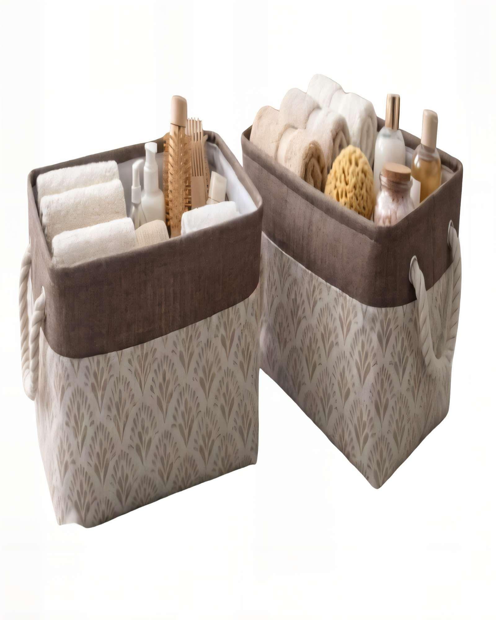 SET DE 2 CANASTO ORGANIZADOR 33CMX20CMX20CM COLOR CAFÉ-0