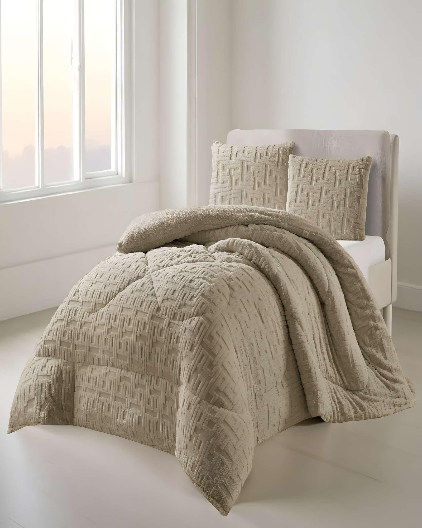 COBERTOR DE INVERNO TEXTURIZADO RH KING CAFÉ CLARO-2