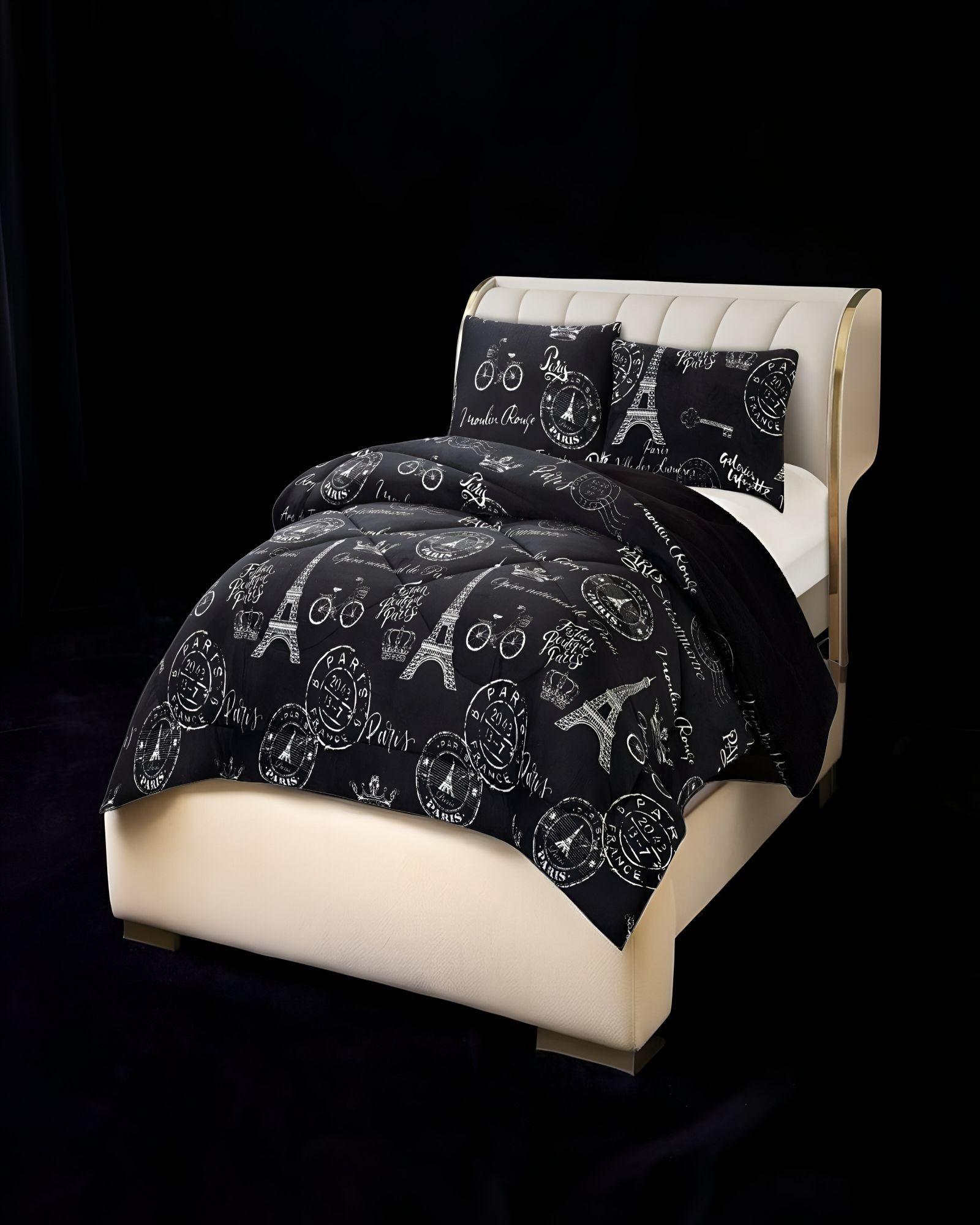 COBERTOR PLUSH CON CHIPORRO PLAZA Y MEDIA 180X200CM NEGRO C11-2