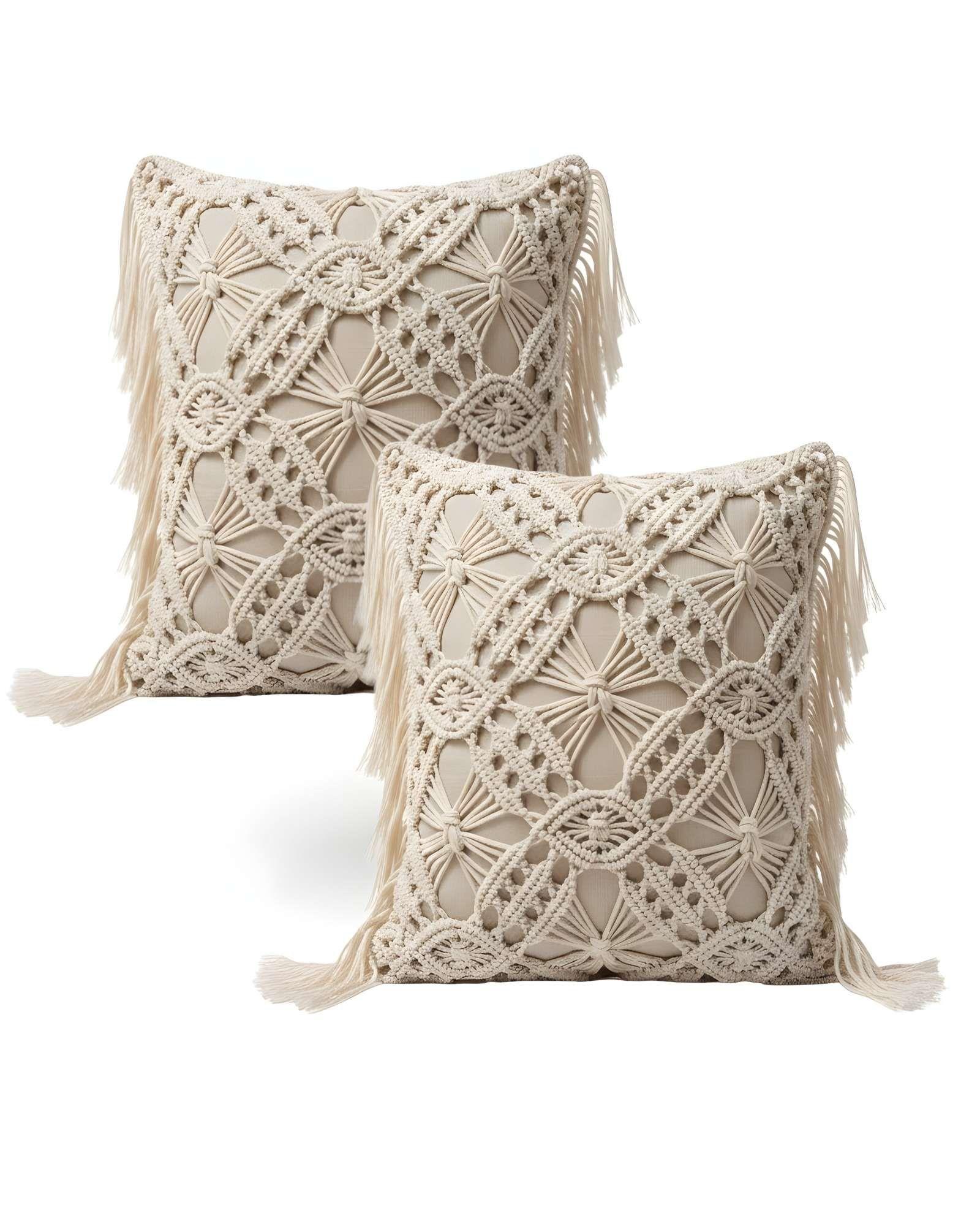 PACK DE 2 FUNDAS DE COJIN CON ESTILO BOHEMIO 45X45CM BEIGE 05-0