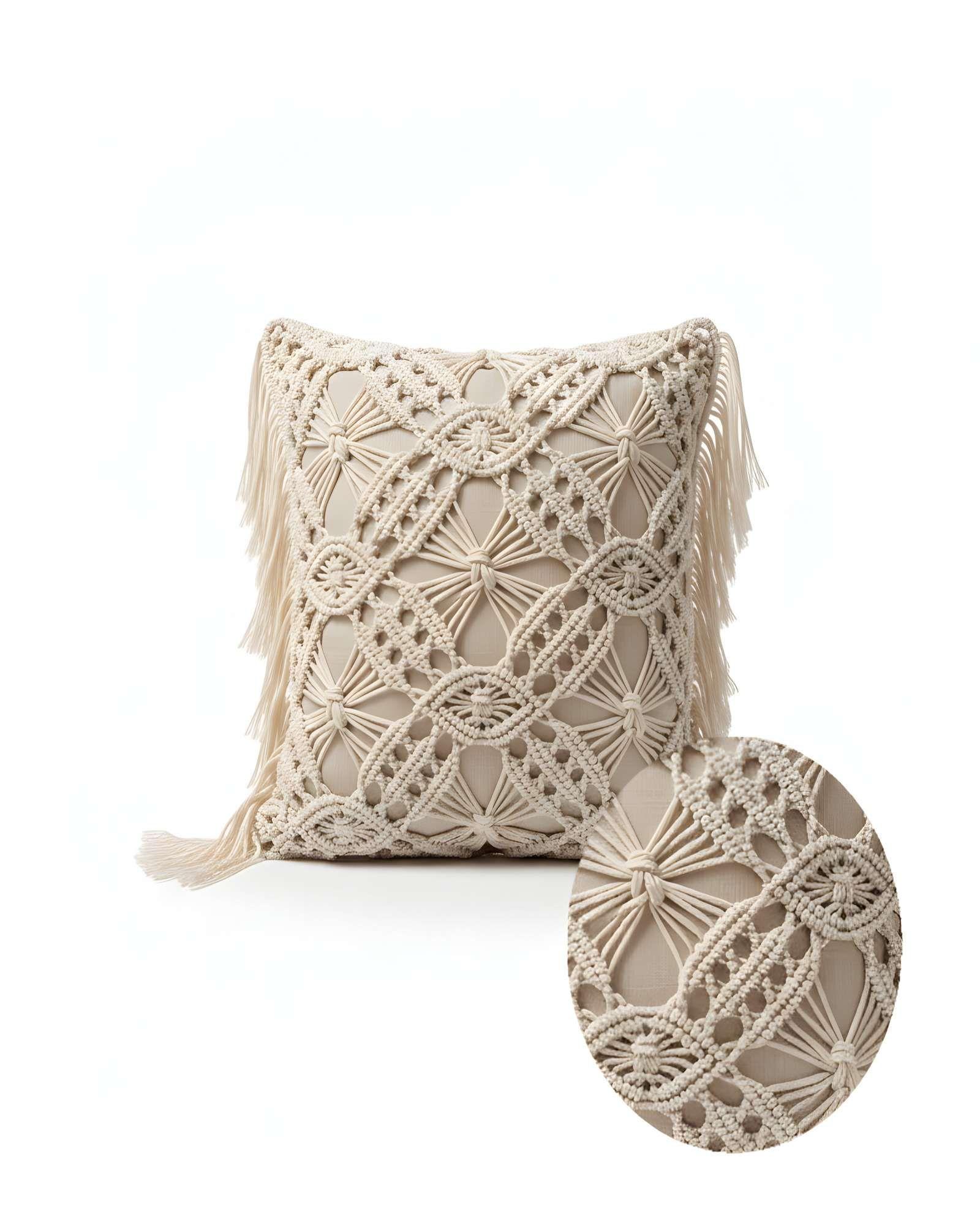 PACK DE 2 FUNDAS DE COJIN CON ESTILO BOHEMIO 45X45CM BEIGE 05-1