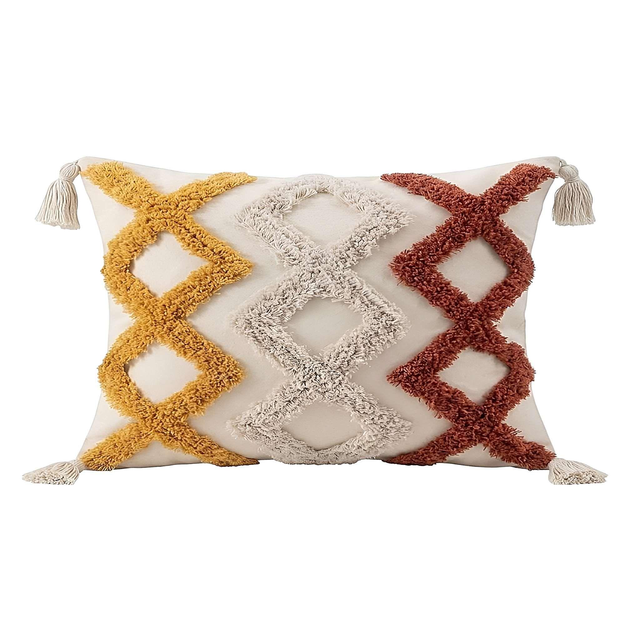 PACK DE 2 FUNDAS DE COJIN BORDADA CON BORLAS 45X45 CM F7-1