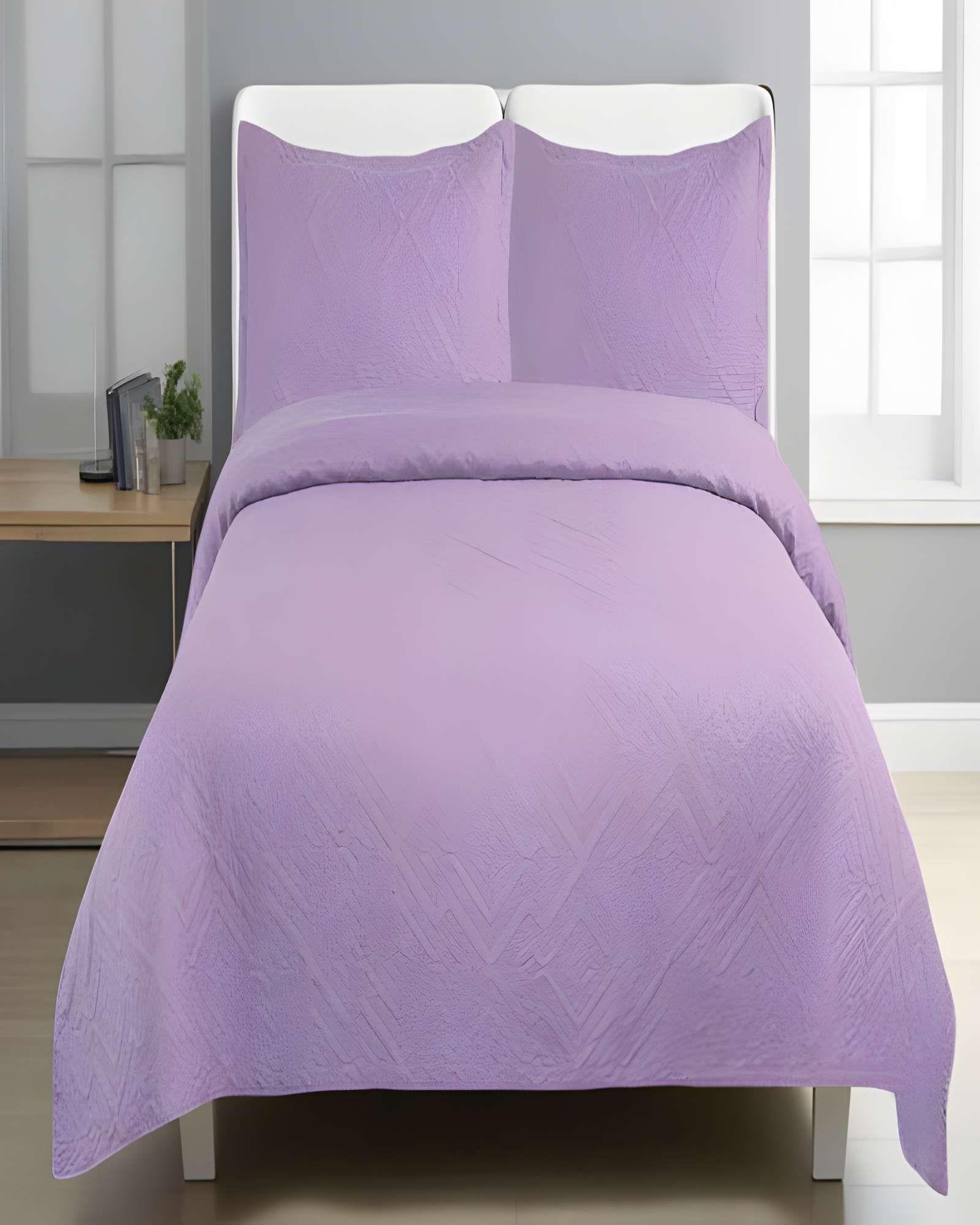 CUBRECAMA QUILT DE VERANO CON COLORES LISOS KING LILA-3