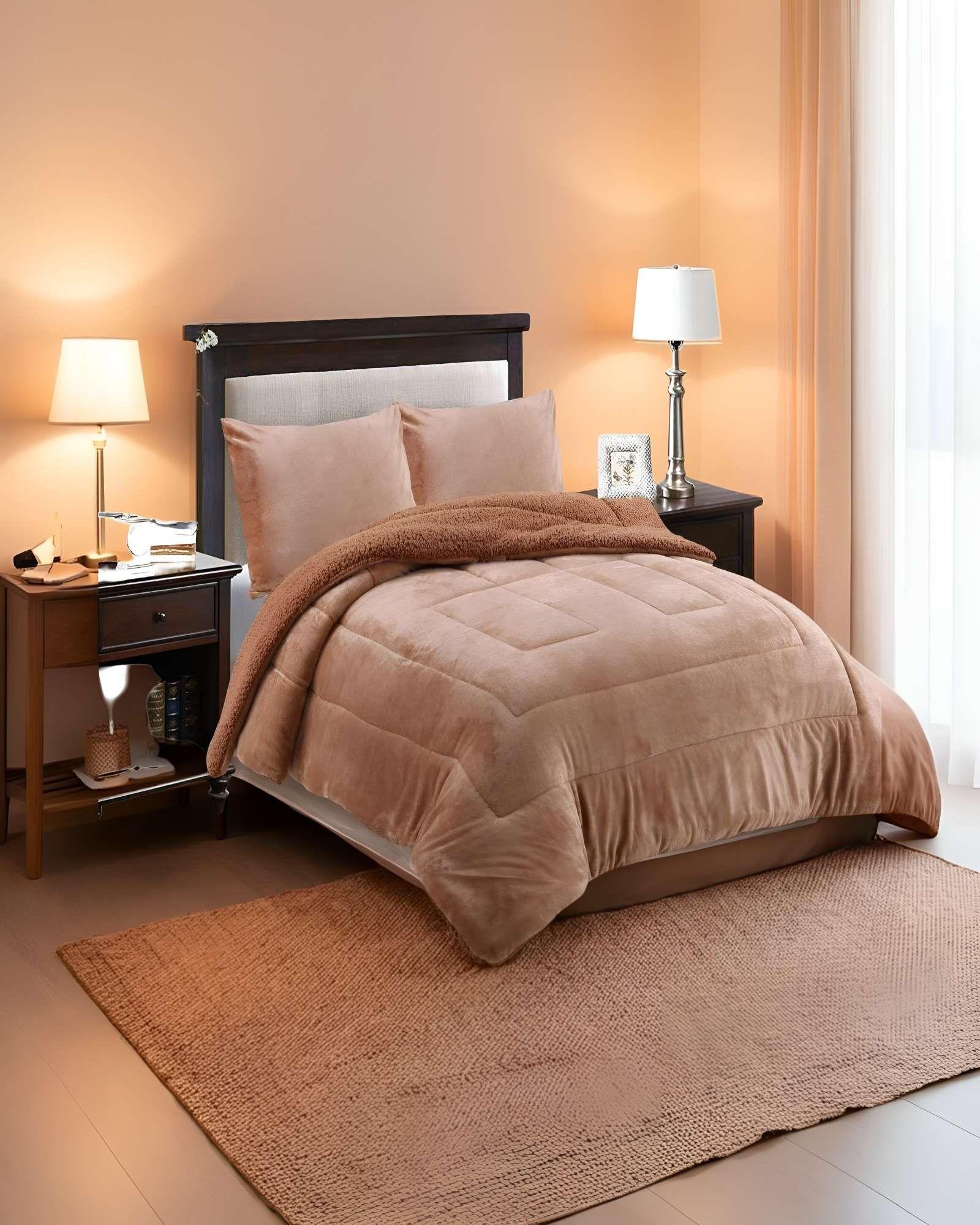 COBERTOR CON CHIPORRO 2 PLAZAS 230X250CM CAFE B24-2