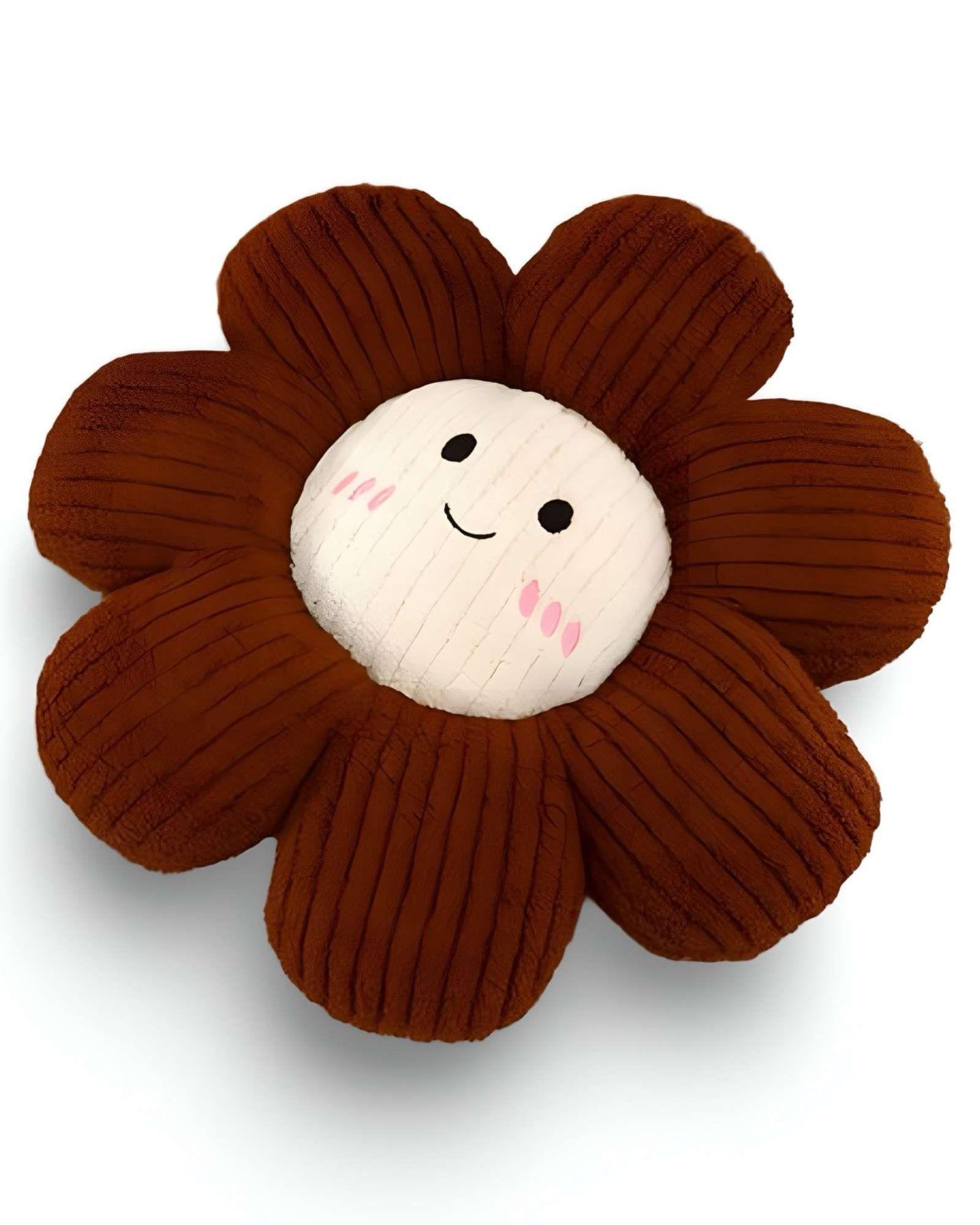 COJIN DECORATIVO FLOR KAWAII 45CM CAFE-0