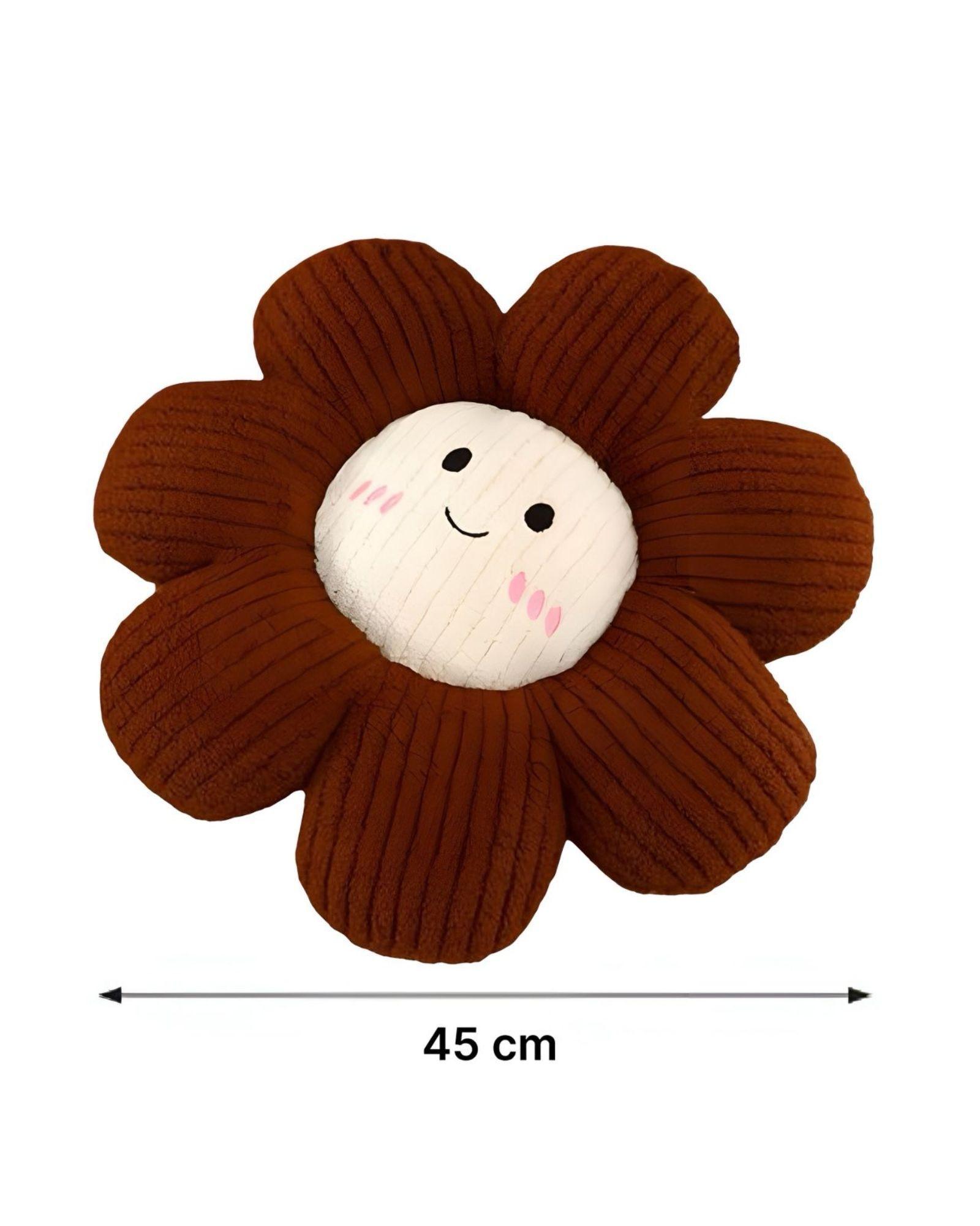 COJIN DECORATIVO FLOR KAWAII 45CM CAFE-1