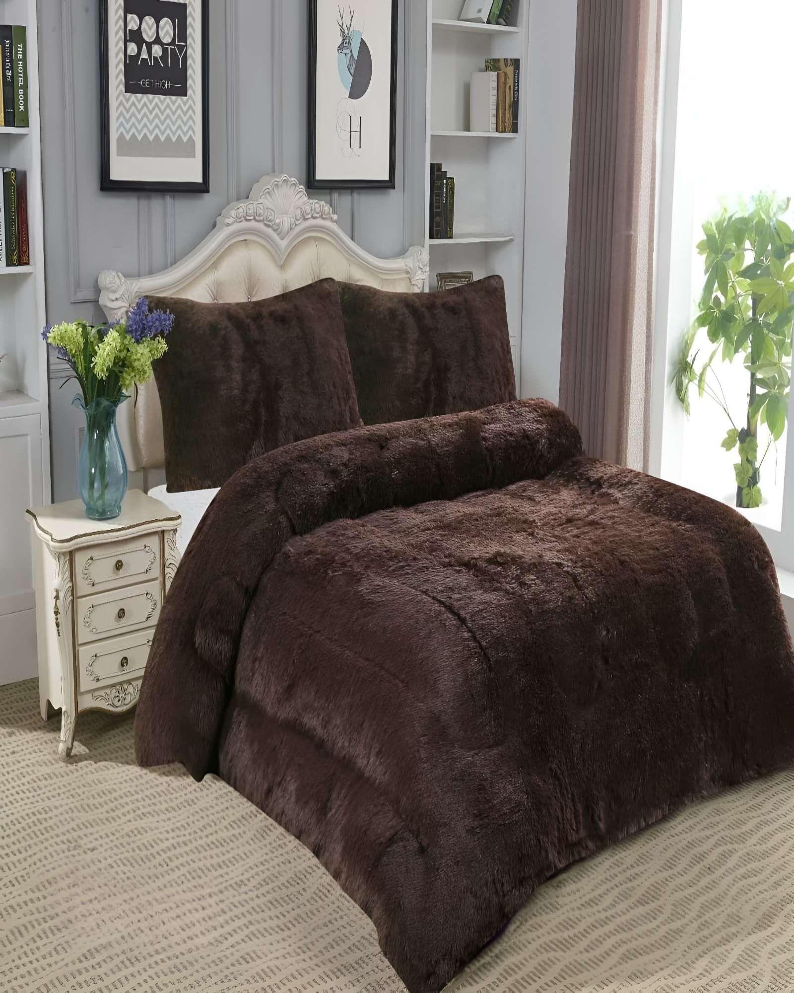 COBERTORES DE PELUDOS CON CHIPORRO 2 PLAZAS 230X250CM MARRON-2