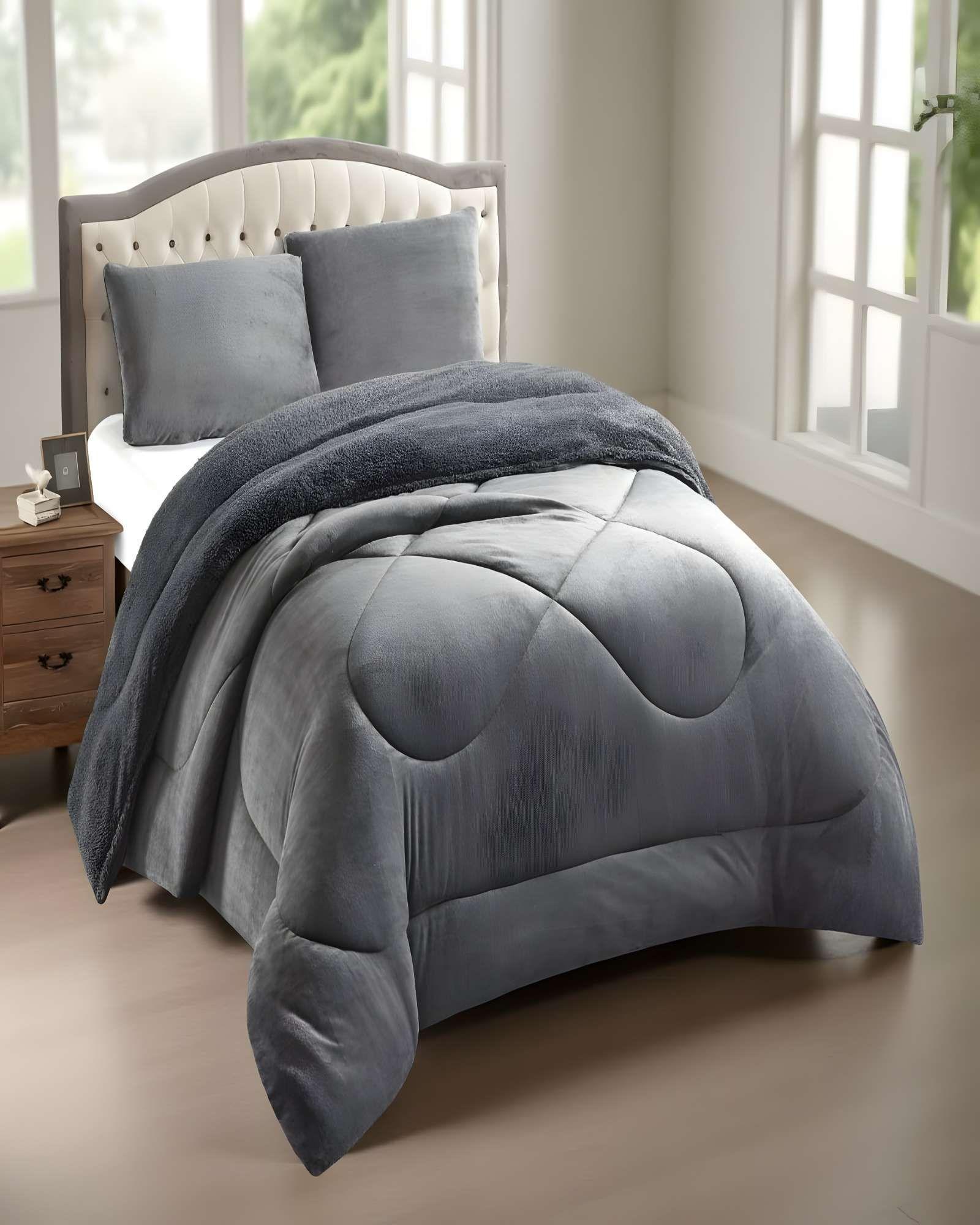 COBERTOR DE INVERNO PLUSH CON CHIPORRO CS PLAZA Y MEDIA GRIS-3