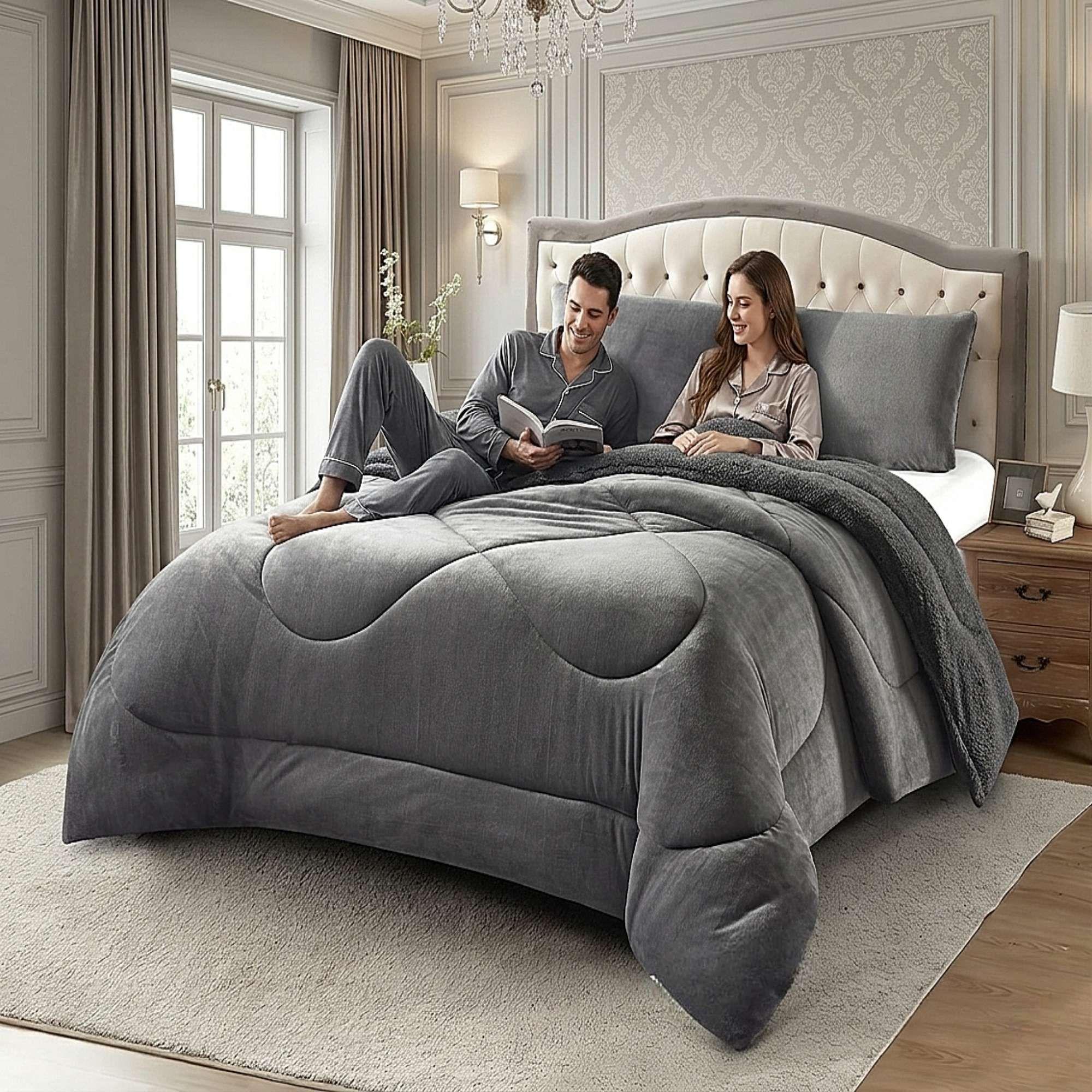 COBERTOR DE INVERNO PLUSH CON CHIPORRO CS PLAZA Y MEDIA GRIS-3