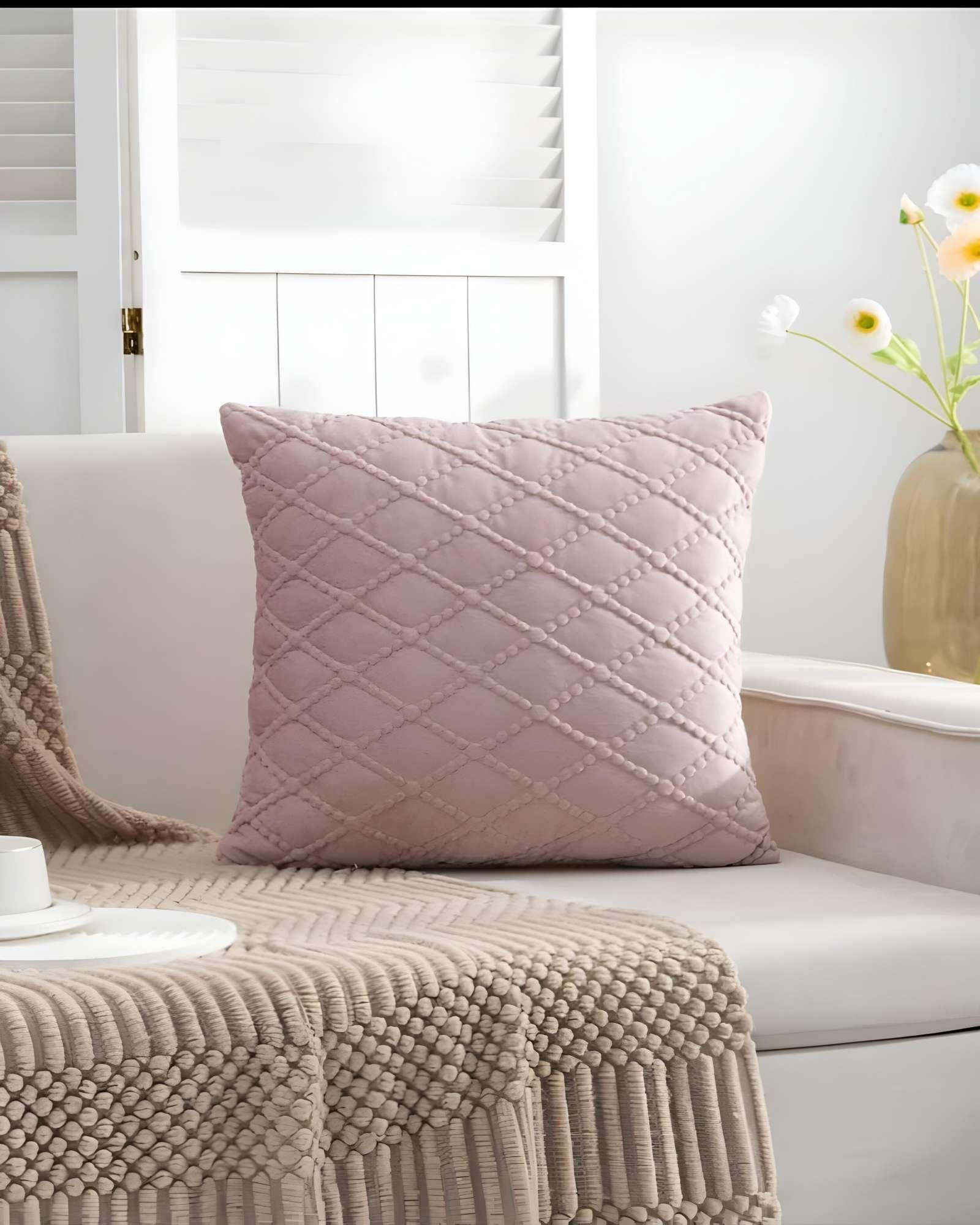 SET DE 2 FUNDAS DE COJIN TERCIOPELO 45X45 ROSA-2