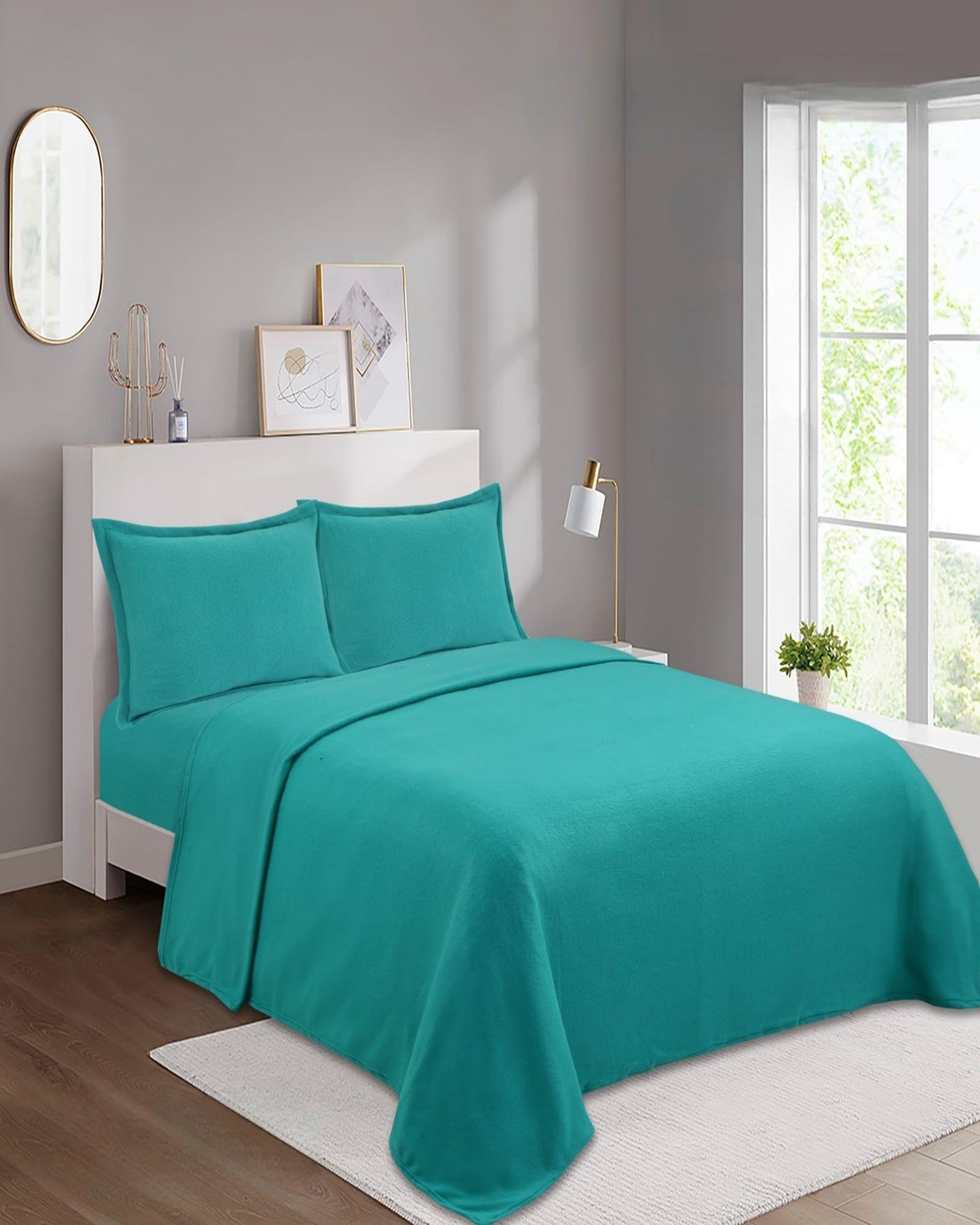 SABANA POLAR PREMIUM PLAZA Y MEDIA  COLOR TURQUESA-2