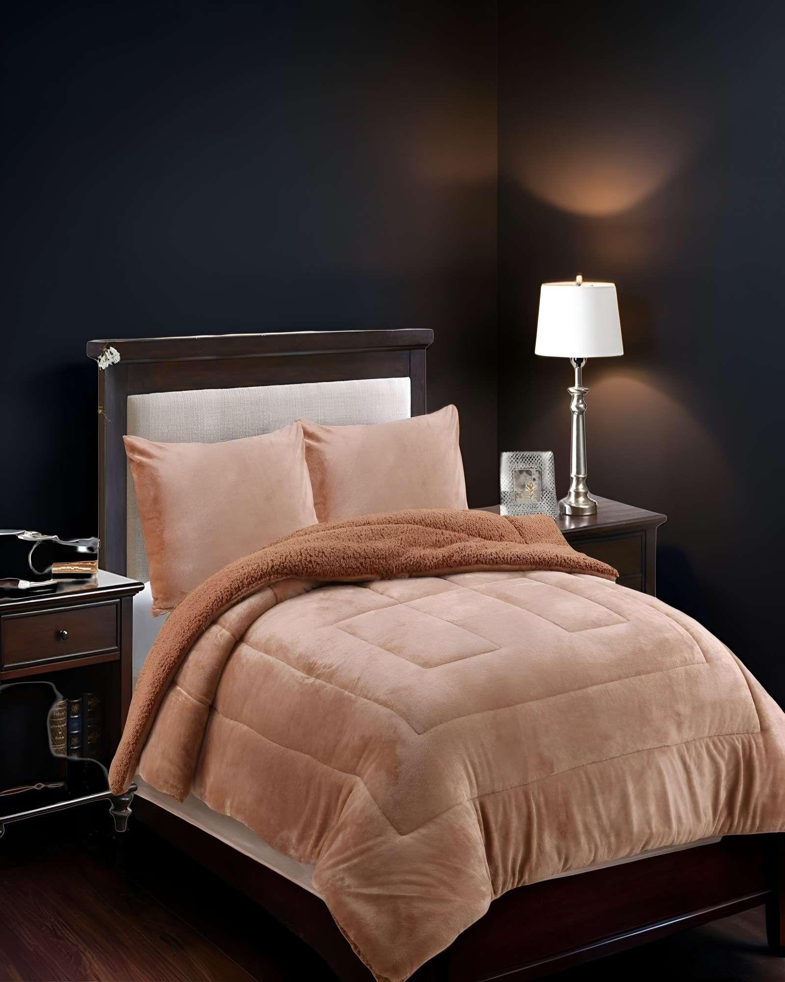 COBERTOR CON CHIPORRO PLAZA Y MEDIA 180X200CM CAFE B14-2