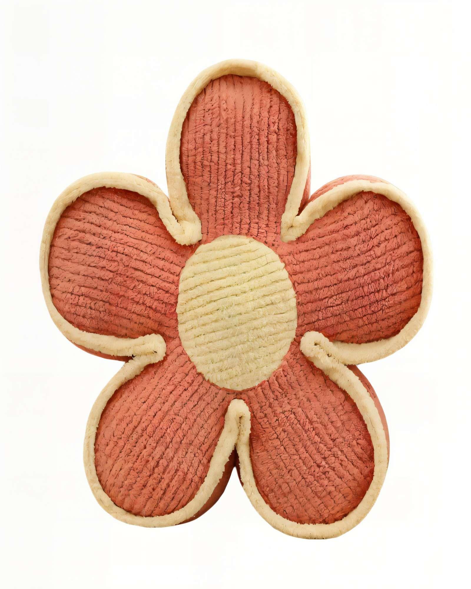 COJIN DECORATIVO EN FORMA DE FLOR COLOR NARANJA CON BORDE BEIGE-0