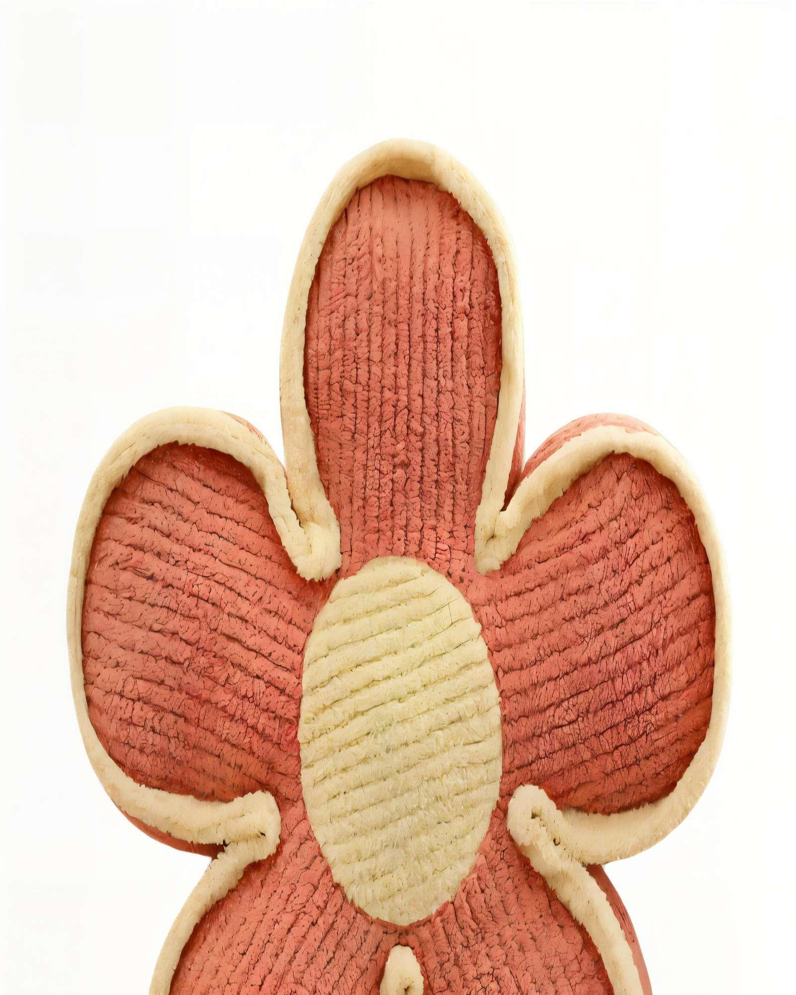 COJIN DECORATIVO EN FORMA DE FLOR COLOR NARANJA CON BORDE BEIGE-1