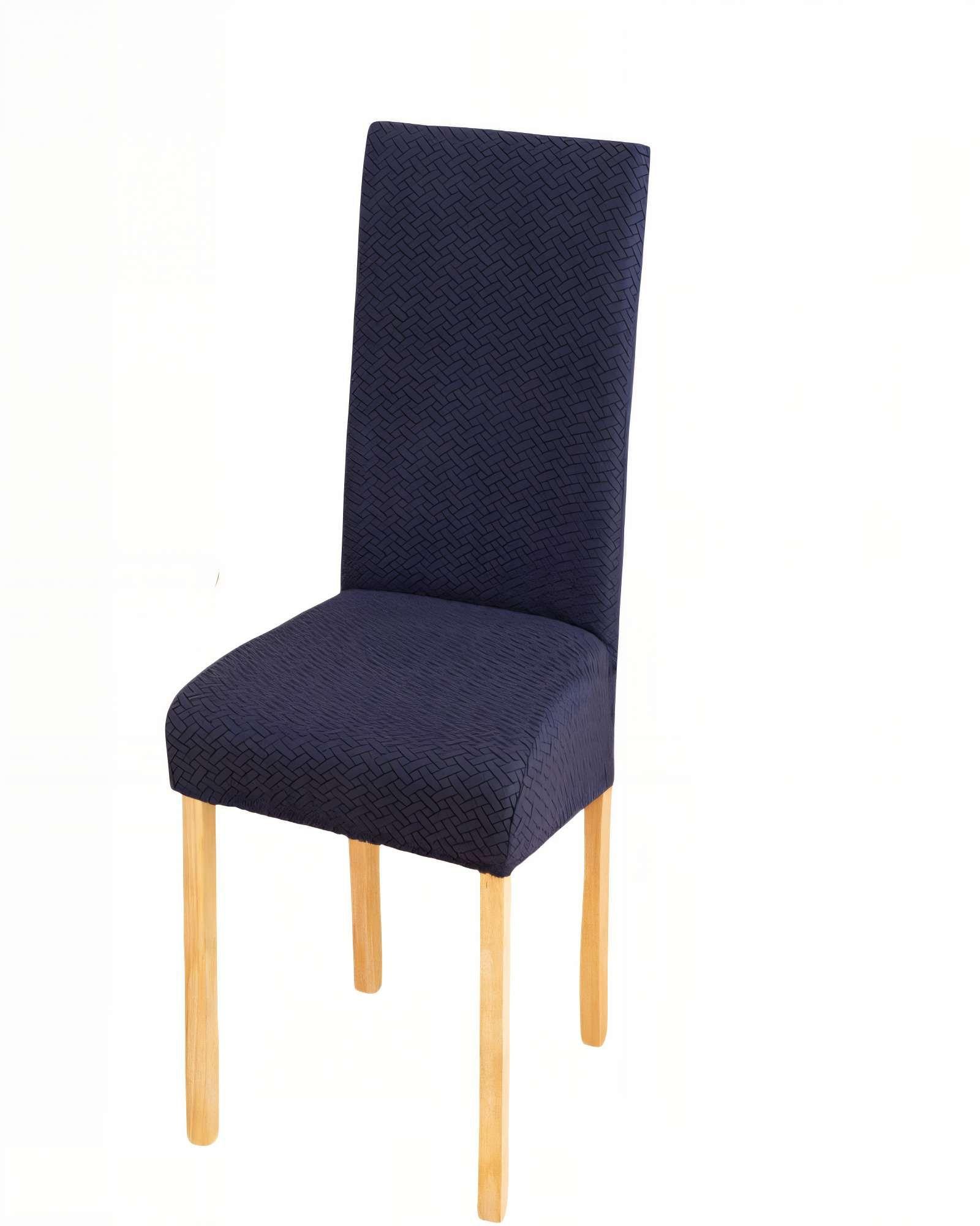 PACK DE 6 FUNDAS PARA SILLA CON DISEÑO TEXTURIZADO COLOR AZUL OSCURO-0