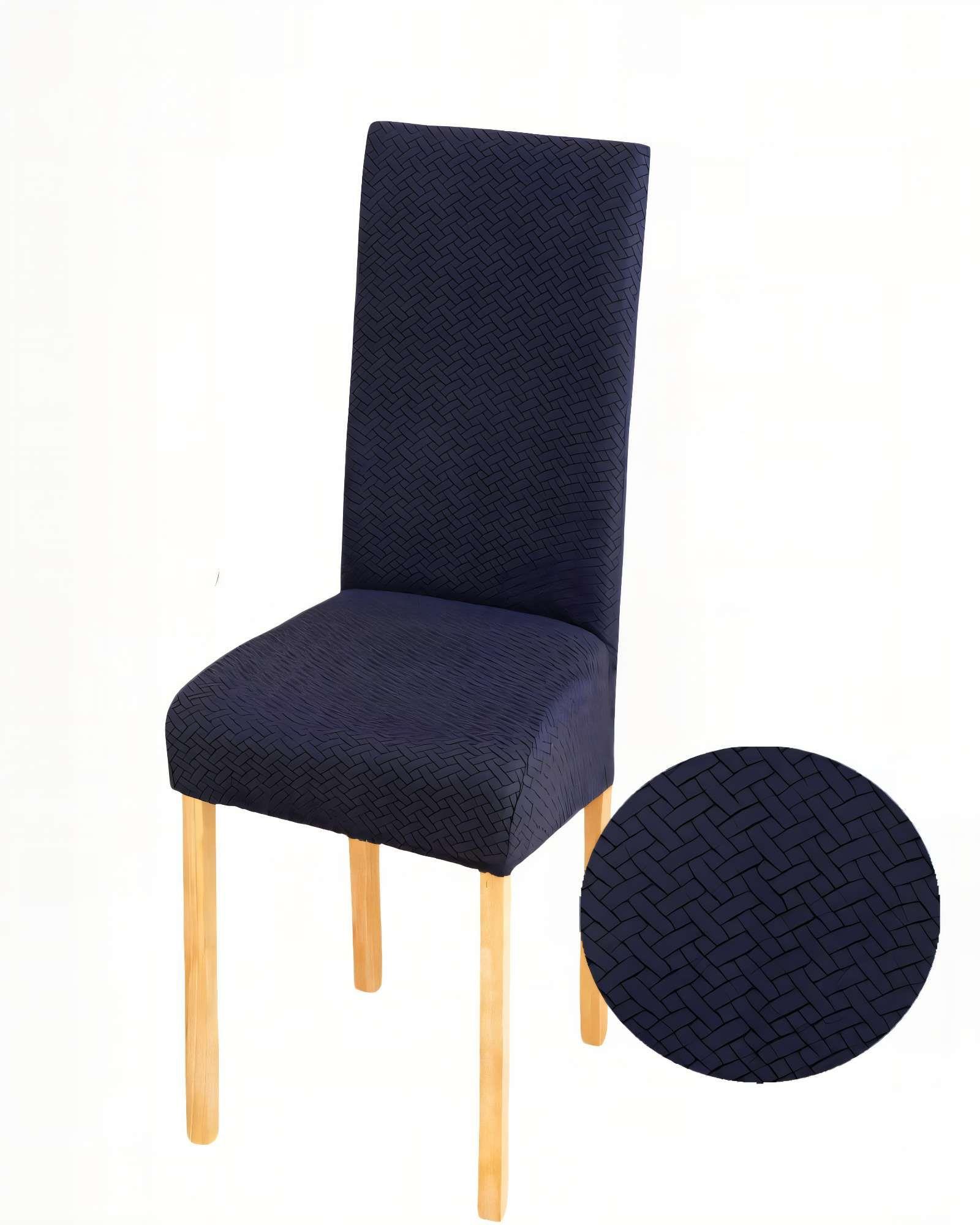 PACK DE 6 FUNDAS PARA SILLA CON DISEÑO TEXTURIZADO COLOR AZUL OSCURO-1