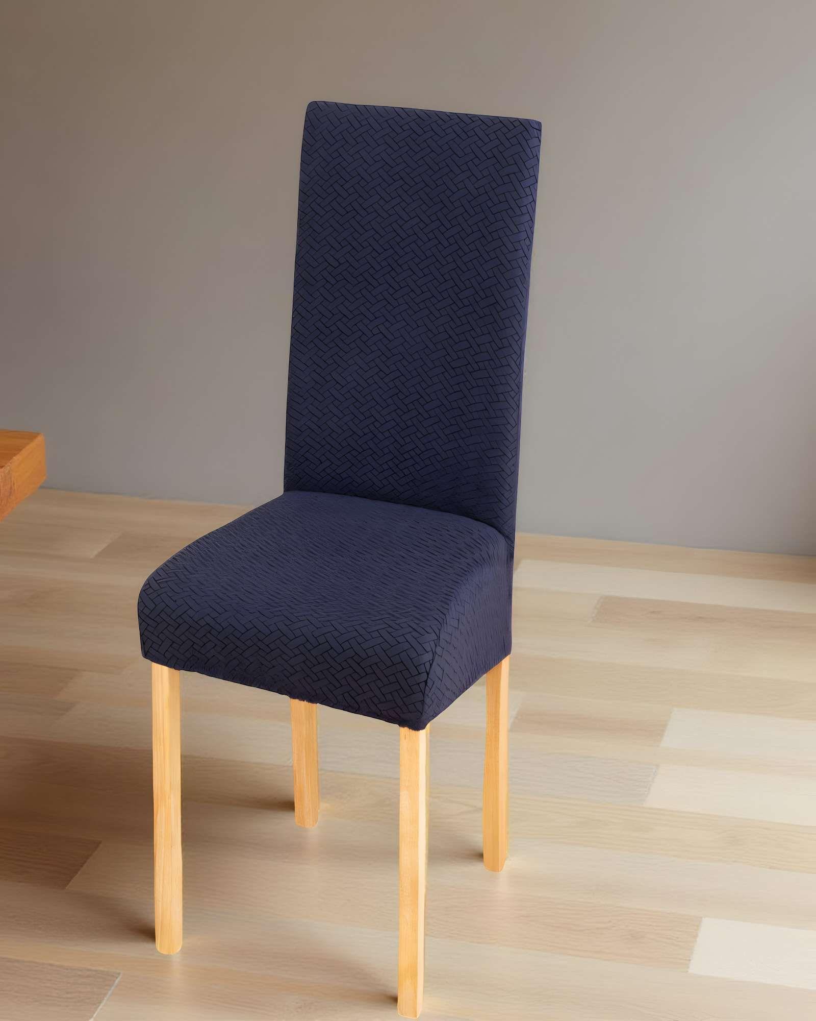 PACK DE 6 FUNDAS PARA SILLA CON DISEÑO TEXTURIZADO COLOR AZUL OSCURO-3