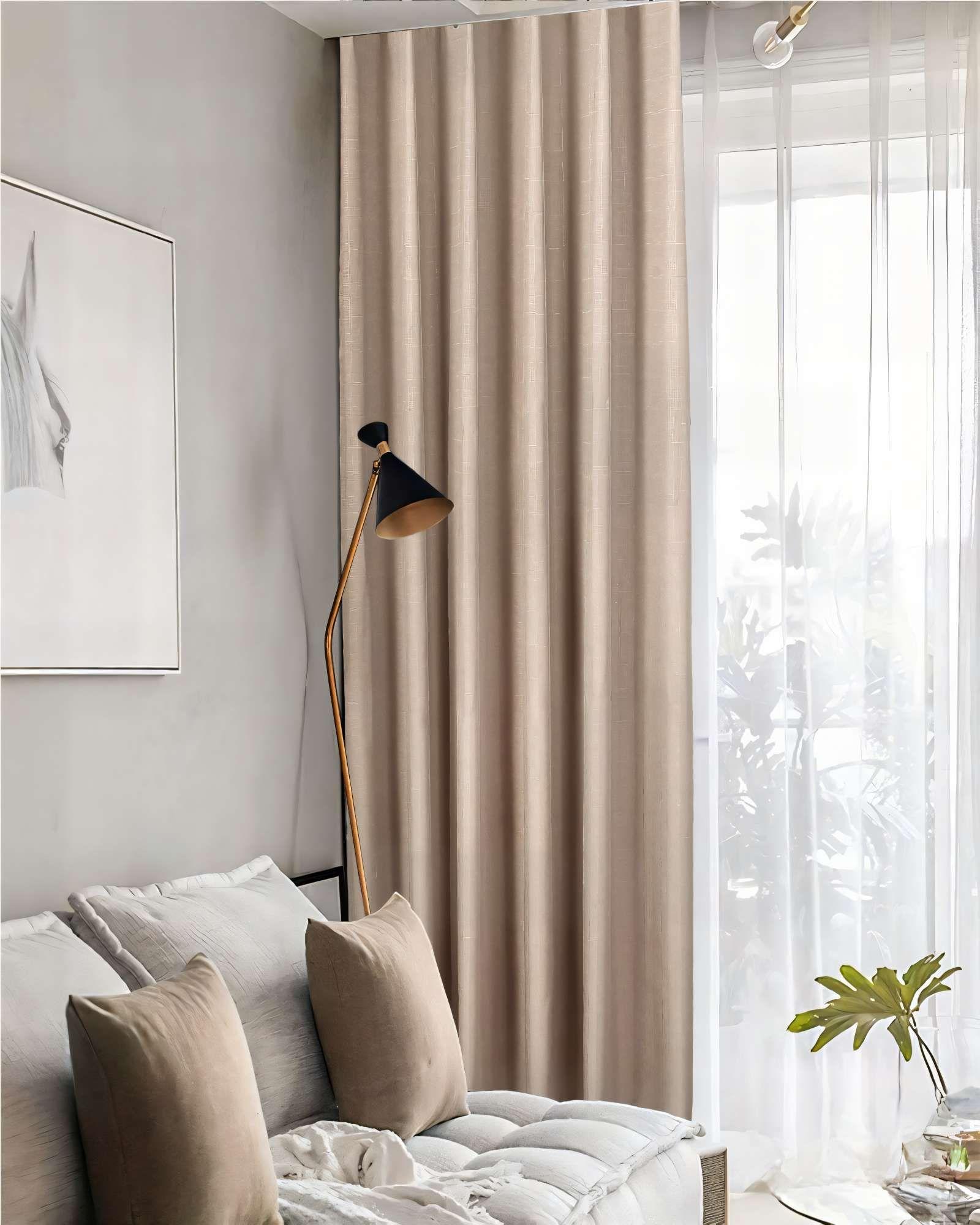 CORTINA BLACKOUT ENGOMADA 2 PAÑOS COLOR CAQUI-2