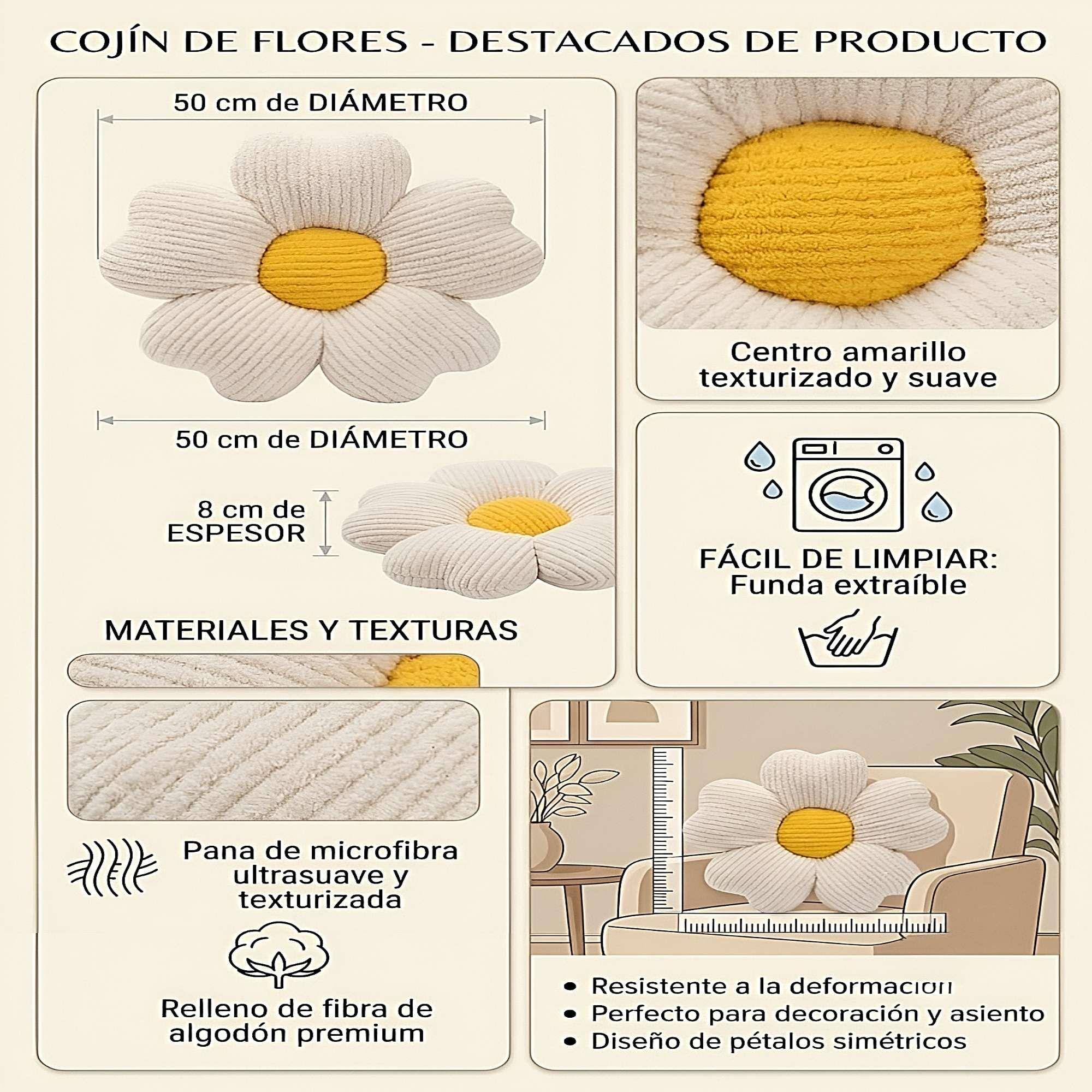 PACK DE 6 COJINES EN FORMA DE FLOR BLANCO-2