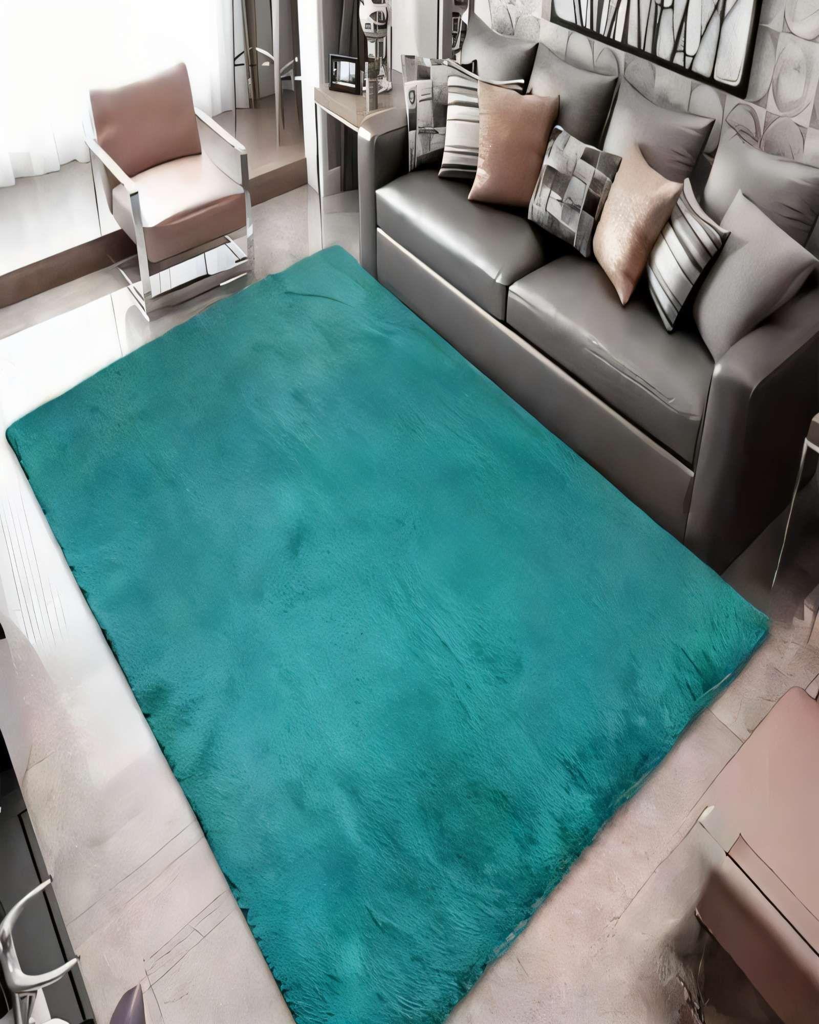 ALFOMBRA PELUDA 200X240  PREMIUM COLOR TURQUESA 2-2