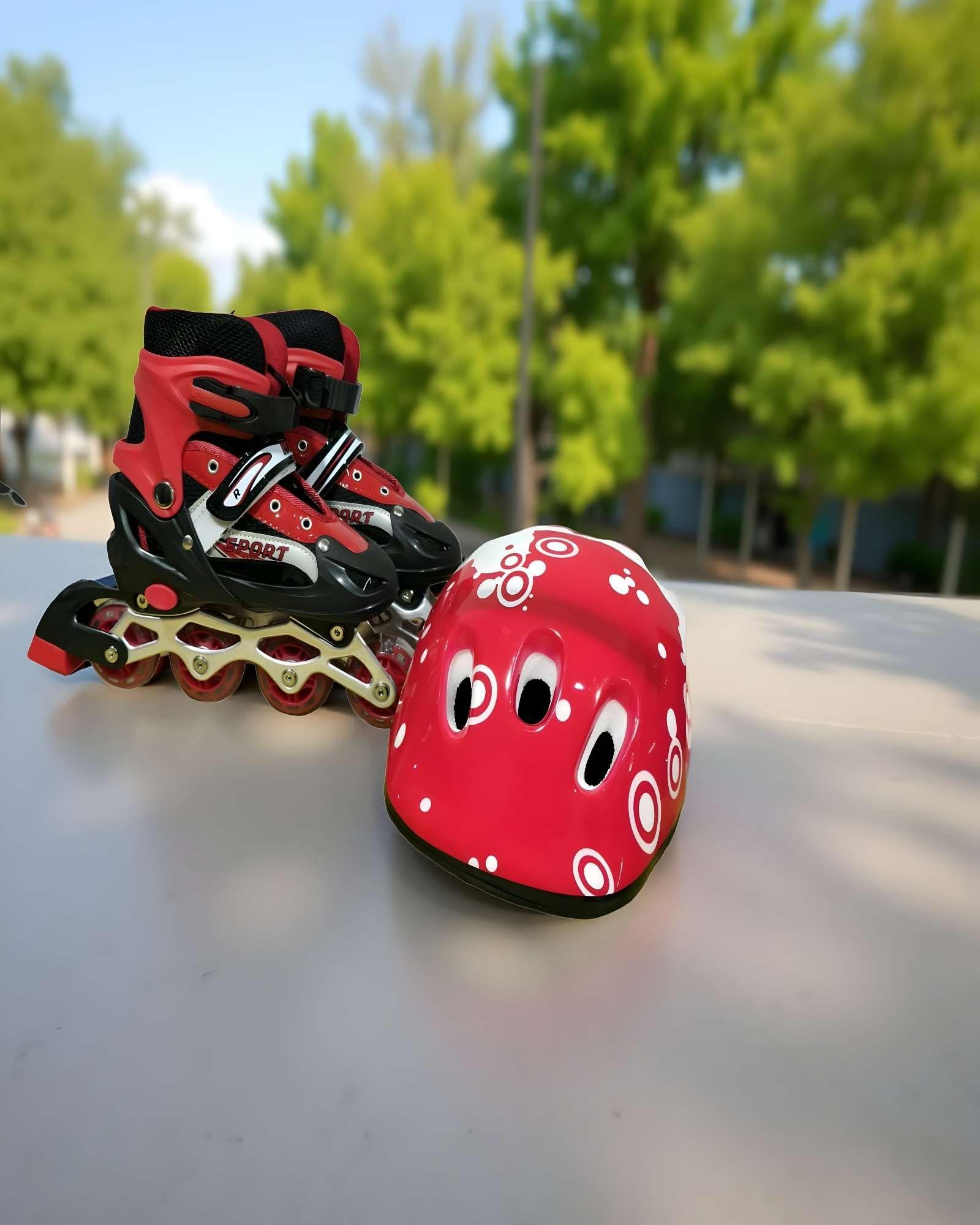 PATIN LINEAL CON LUCES Y KIT TALLA M 35-38 ROJO-2