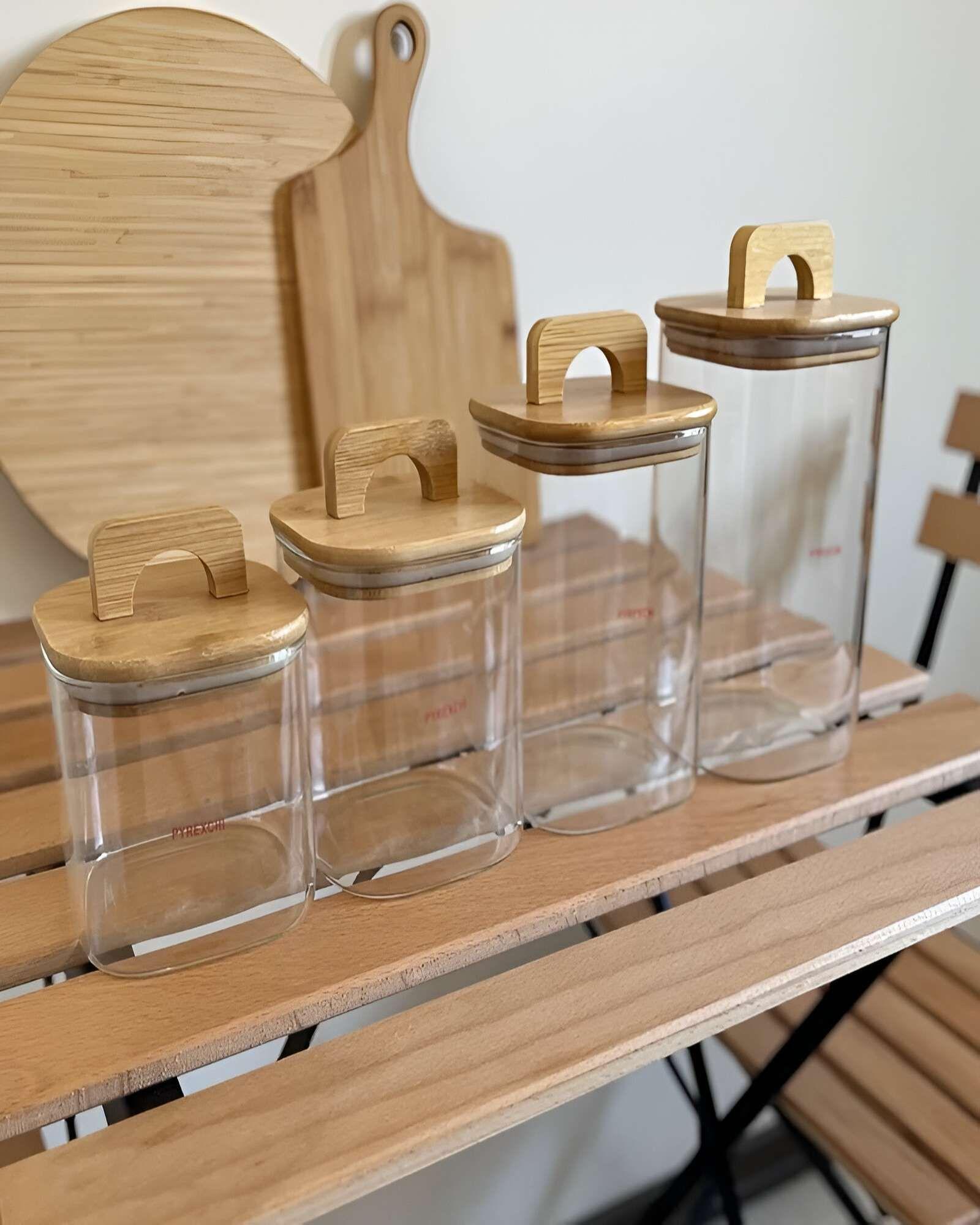 Set de 4 contenedores con tapa de bambu-4