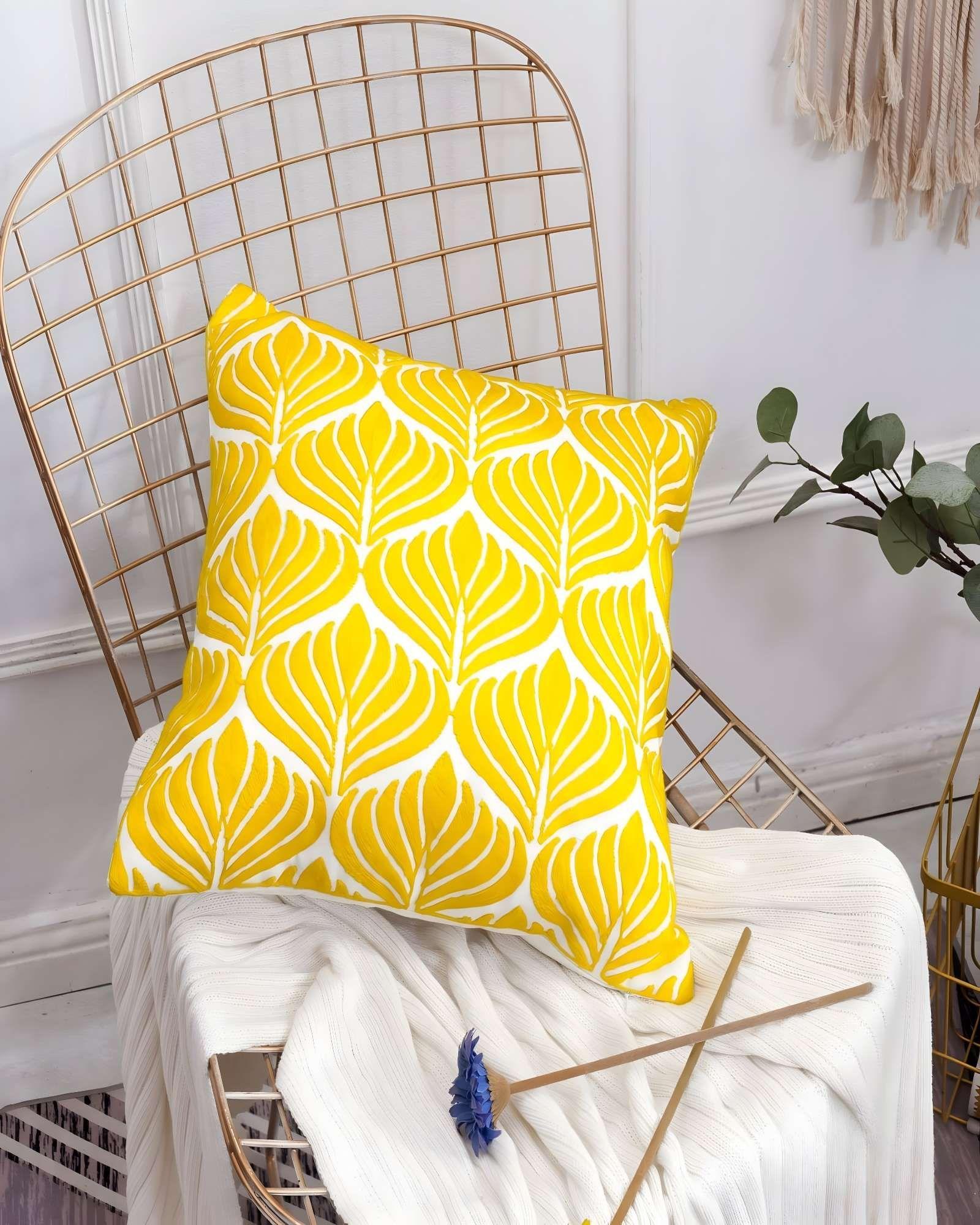 PACK DE 2 FUNDAS DE COJIN BORDADAS 45X45CM AMARILLO-3