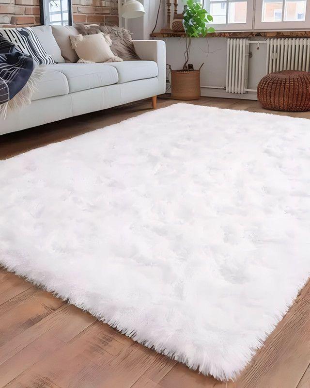 Alfombra peluda Suave 200 x 300 cm Primera Calidad Blanco-1