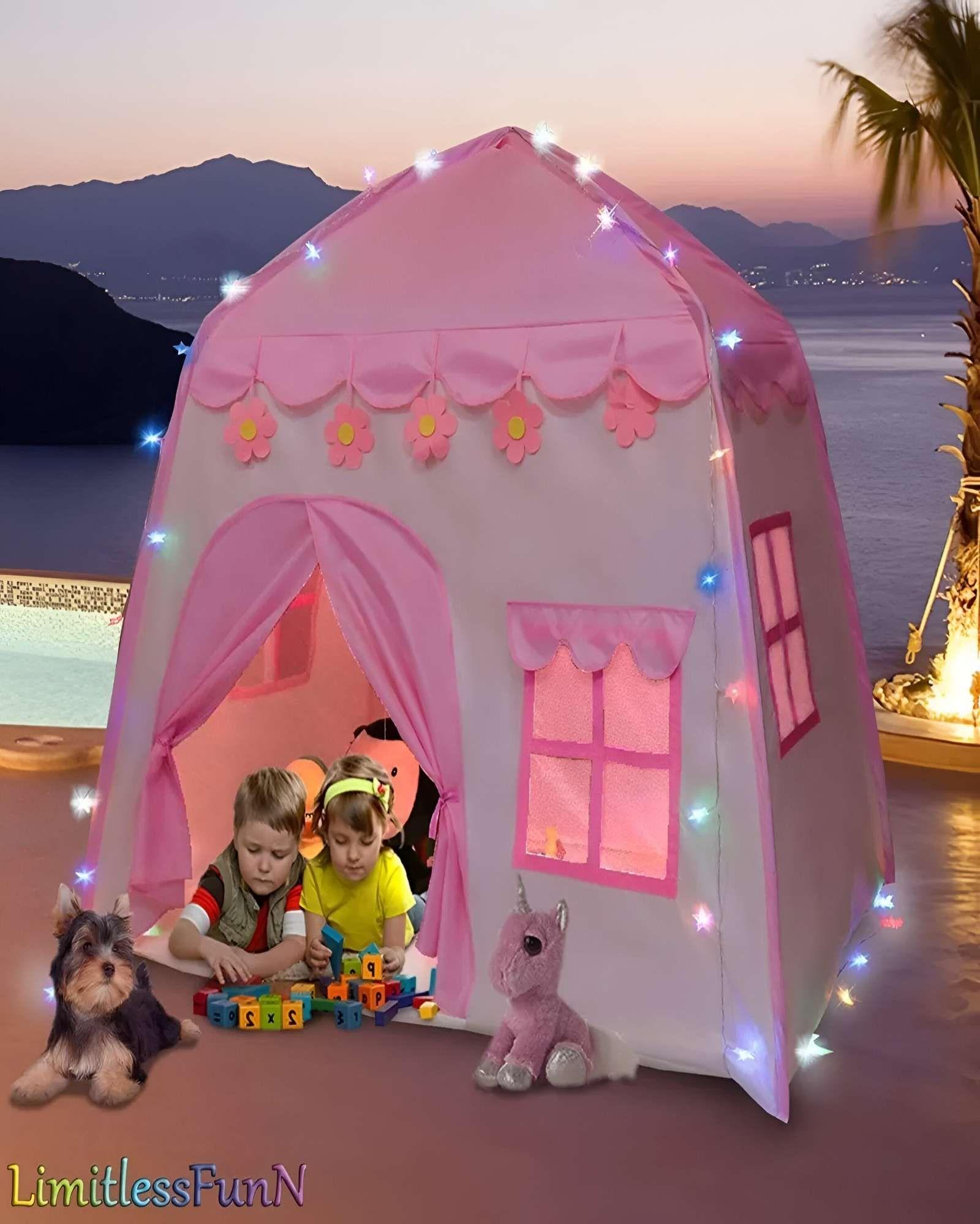 CARPA DE NIÑA CON FORMA DE CASA ROSADA-4