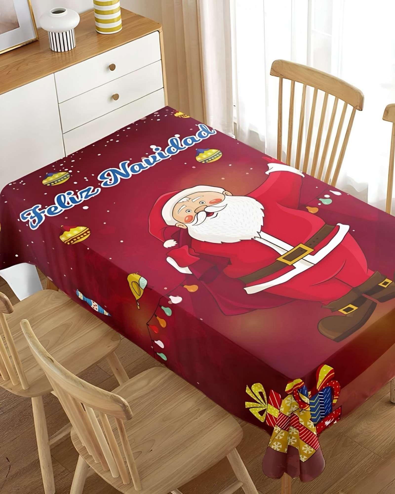 MANTEL NAVIDEÑO ANTIMANCHAS 140 cm x 220 cm SANTA-2